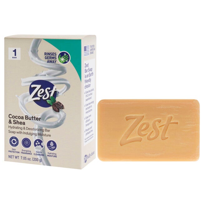 Hydrating Deodorant Bar Soap - Cocoa Butter and Shea by Zest for Women - 7 oz Bar Soap, NA, alternate image number null
