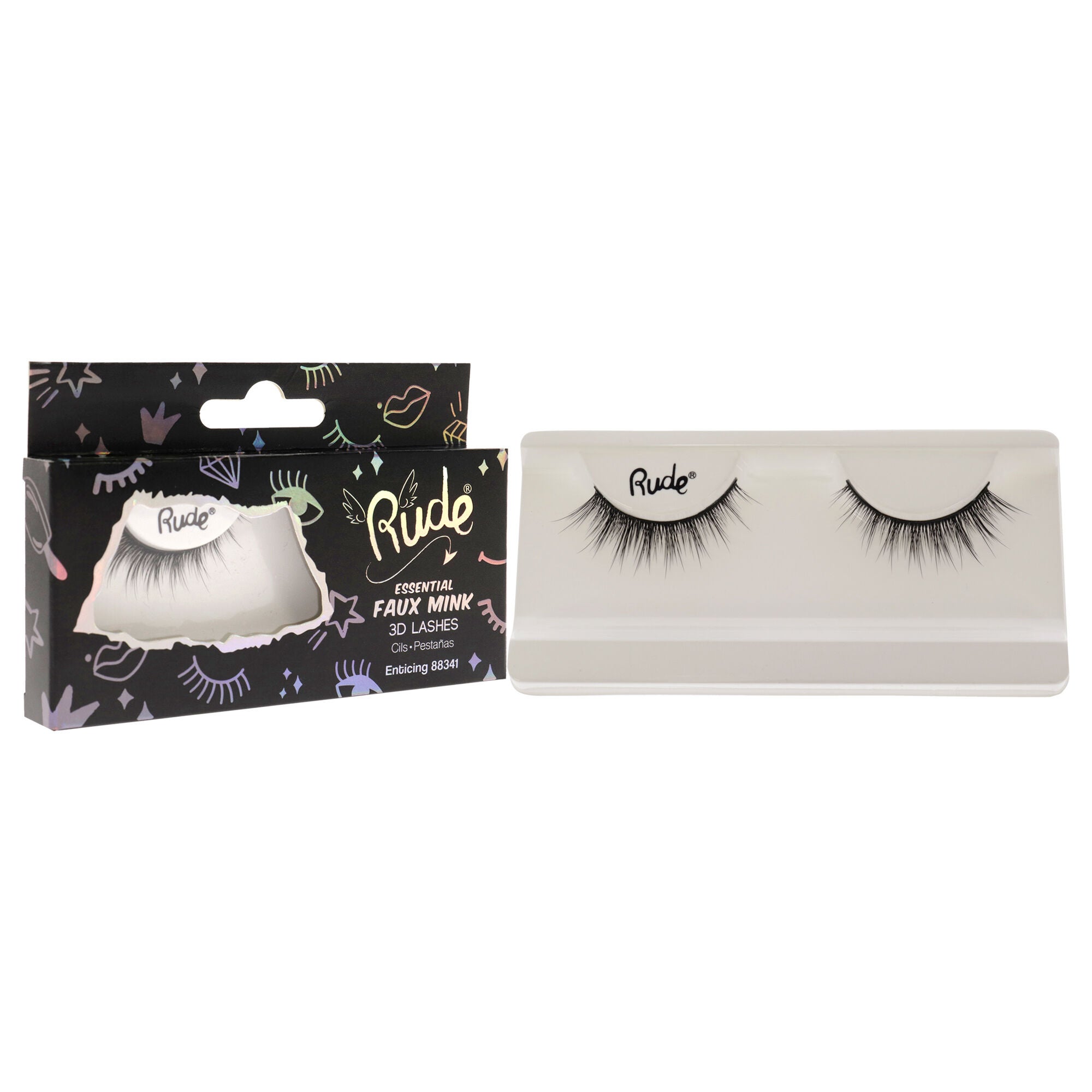 Essential Faux Mink 3D Lashes - Enticing by Rude Cosmetics for Women - 1 Pc Pair, See Description, alternate image number 2