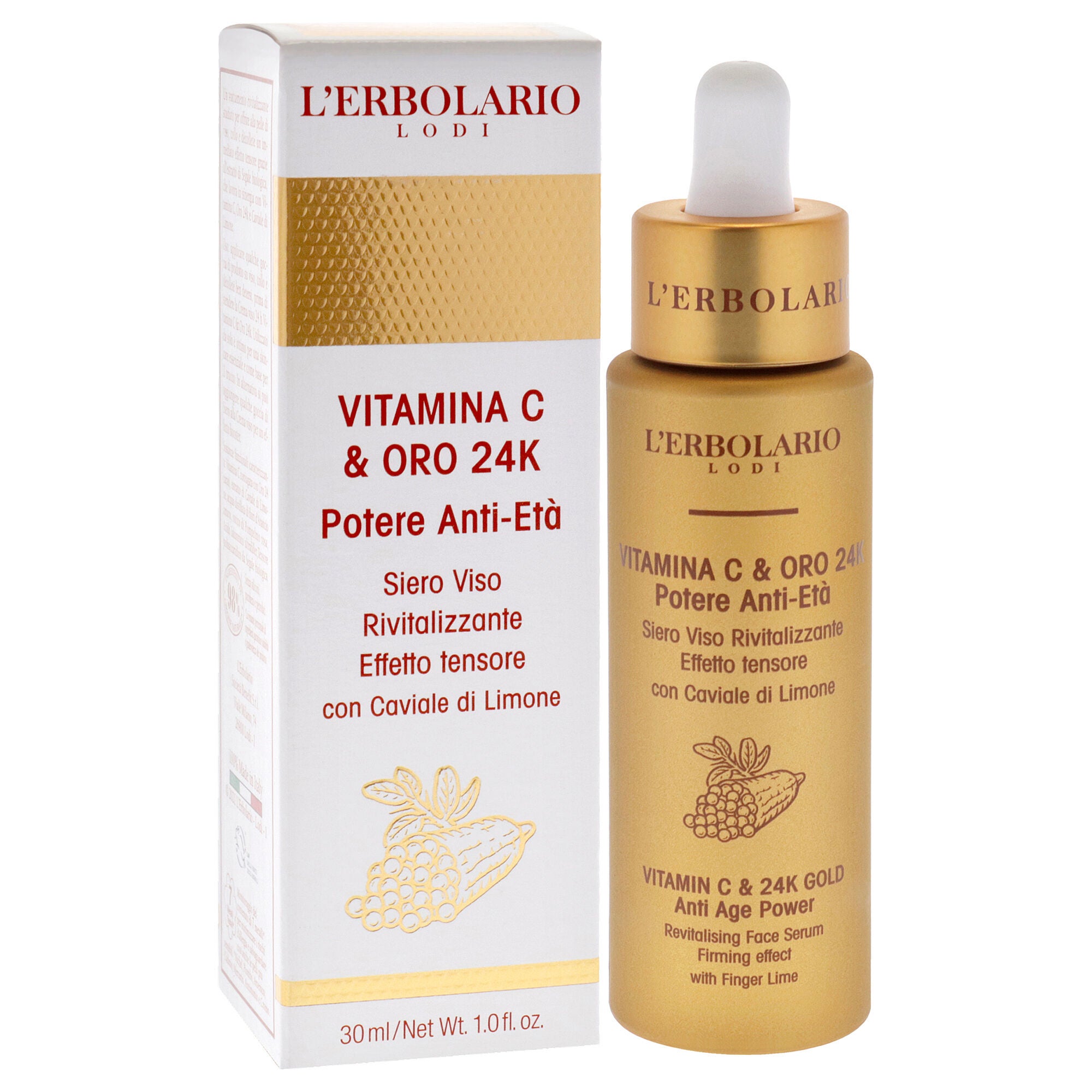 Vitamin C and 24K Gold Anti Age Power Revitalising Face Serum by LErbolario for Unisex - 1 oz Serum, See Description, alternate image number 1