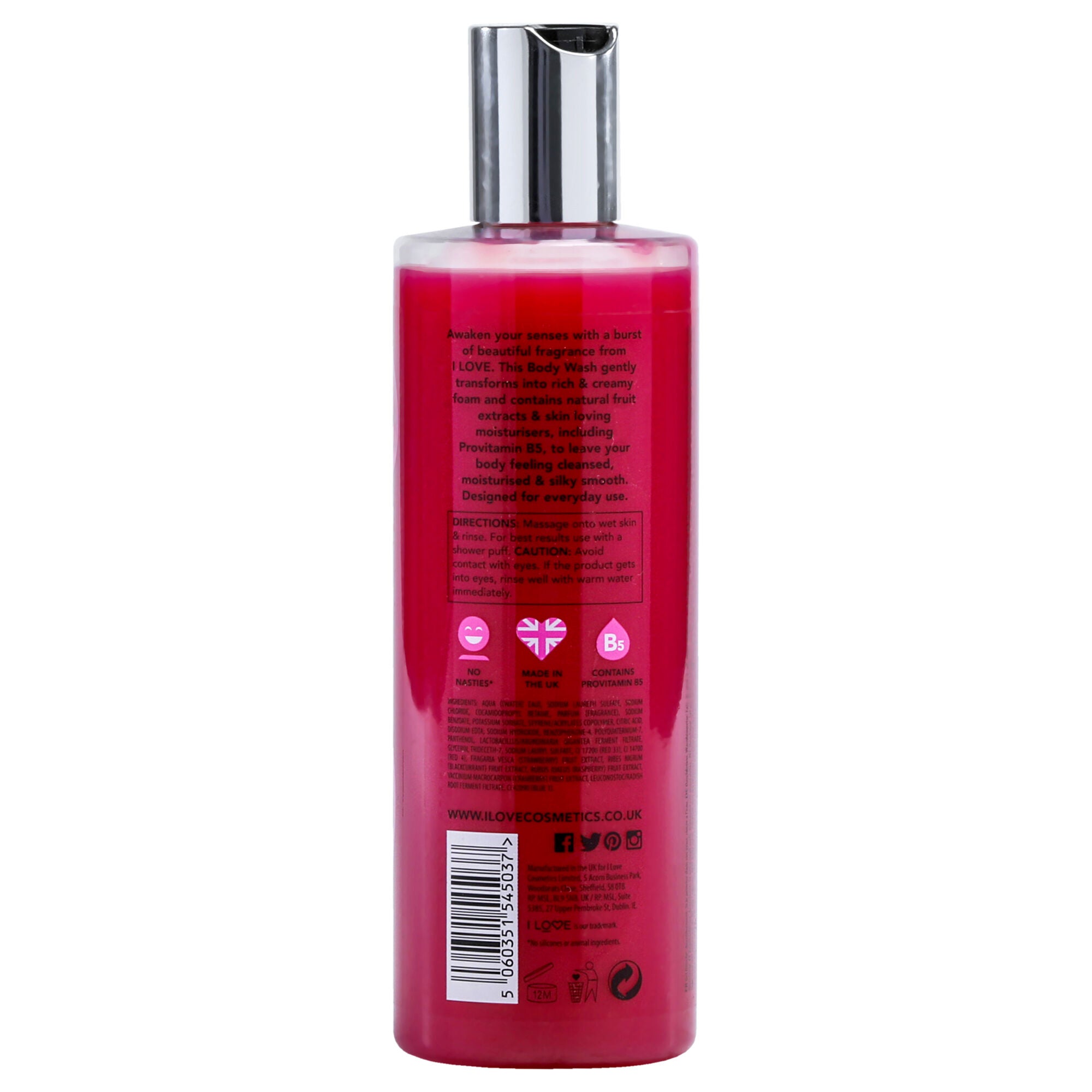 Scented Body Wash - Glazed Raspberry by I Love Cosmetics for Women - 11.8 oz Body Wash, See Description, alternate image number 1