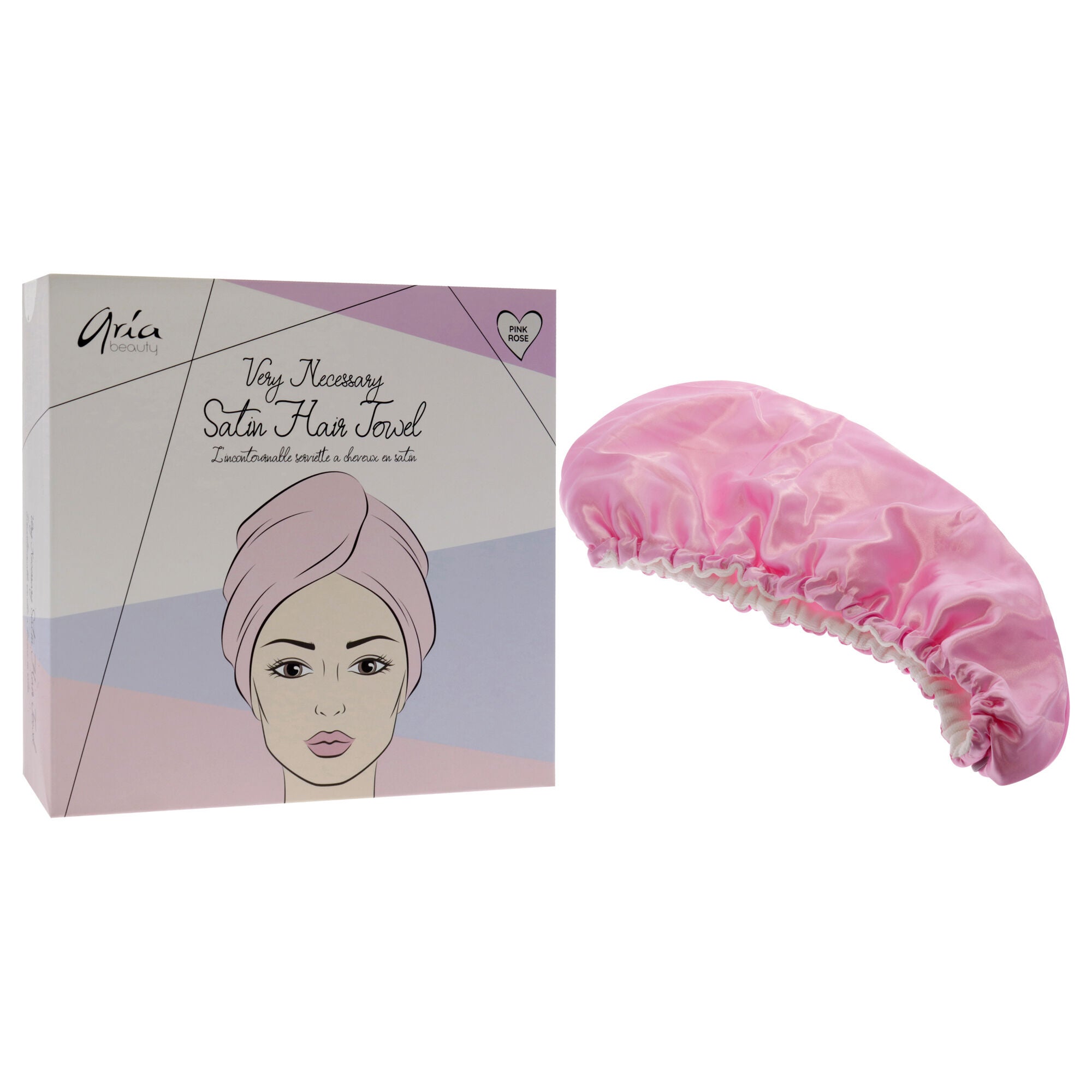 Very Necessary Satin Hair Towel - Pink by Aria Beauty for Women - 1 Pc Towel, See Description, alternate image number 1