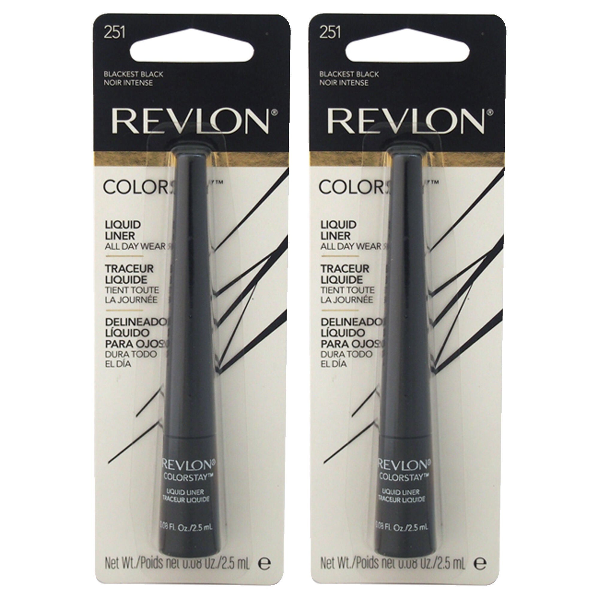 Colorstay Liquid Eyeliner #251 Blackest Black by Revlon for Unisex - 0.08 oz Eyeliner - Pack of 2, See Description, hi-res image number 0