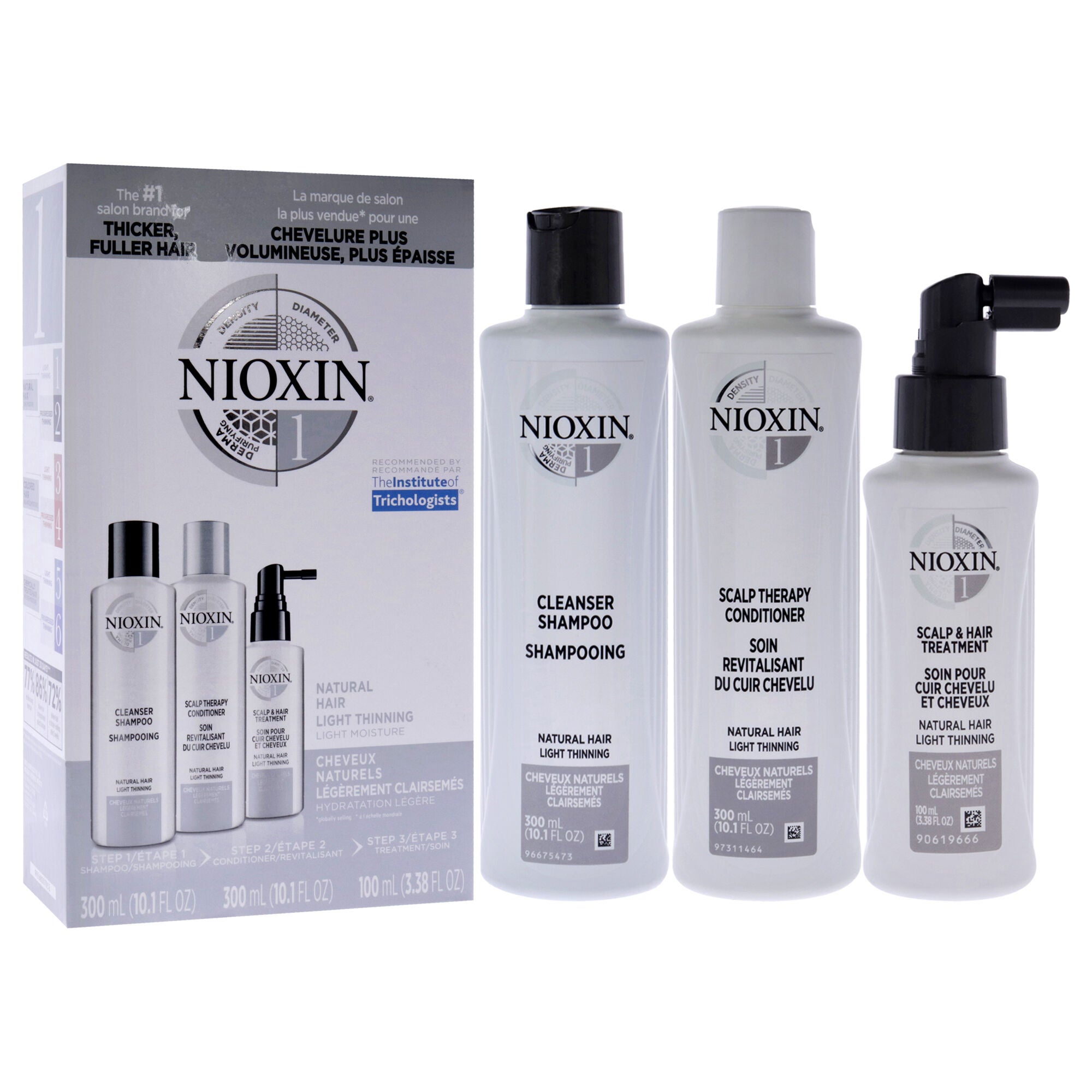 System 1 Kit by Nioxin for Unisex - 3 Pc 10.1oz Cleanser Shampoo, 10.1oz Scalp Therapy Conditioner, 3.38oz Scalp and Hair Treatment, See Description, alternate image number 2