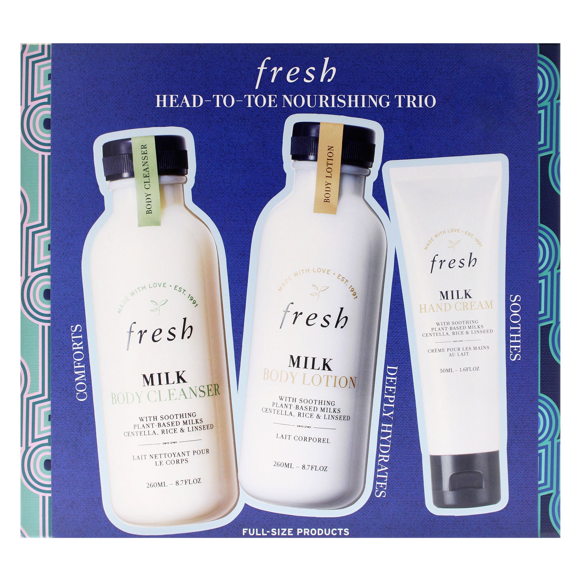 Head to Toe Nourishing Trio by Fresh for Women - 3 Pc 8.7oz Body Cleanser - Milk, 8.7oz Body Lotion - Milk, 1.6oz Hand Cream - Milk, White, alternate image number 3