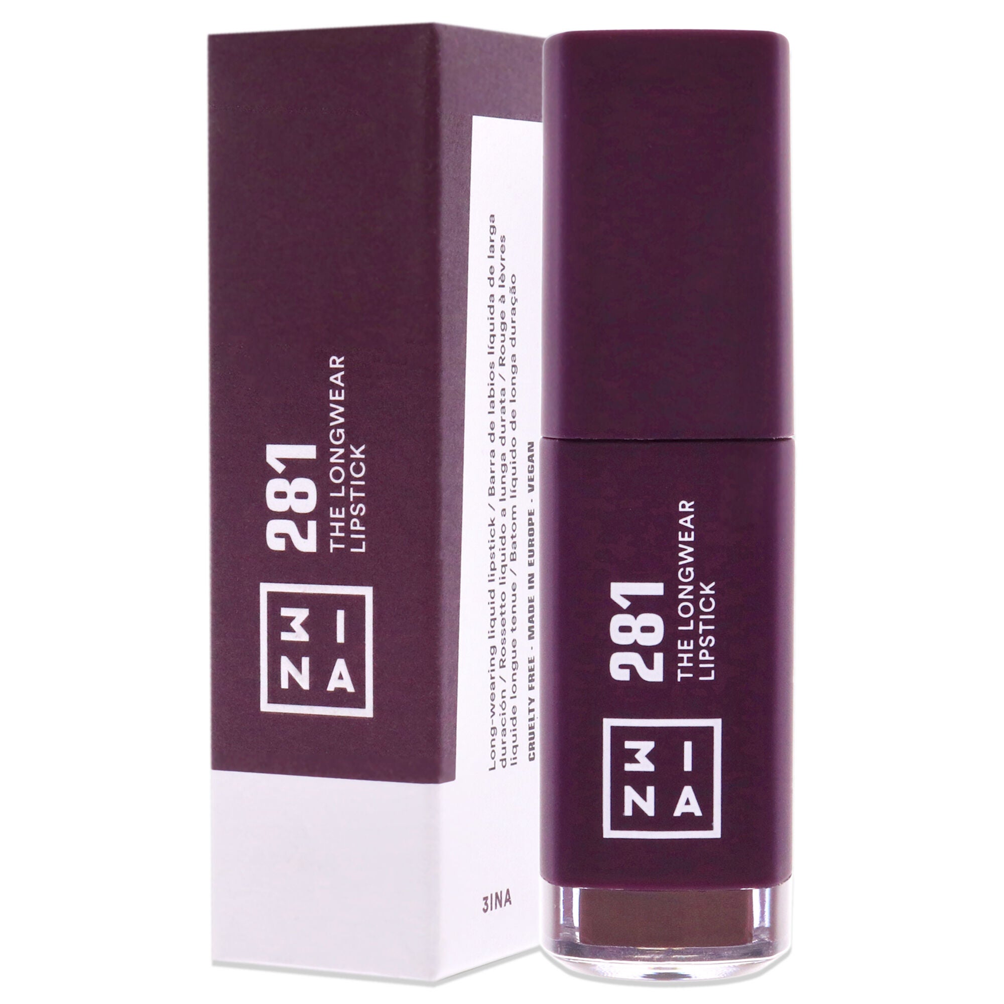 The Longwear Lipstick - 281 Aubergine by 3INA for Women - 0.20 oz Lipstick, , alternate image number 7