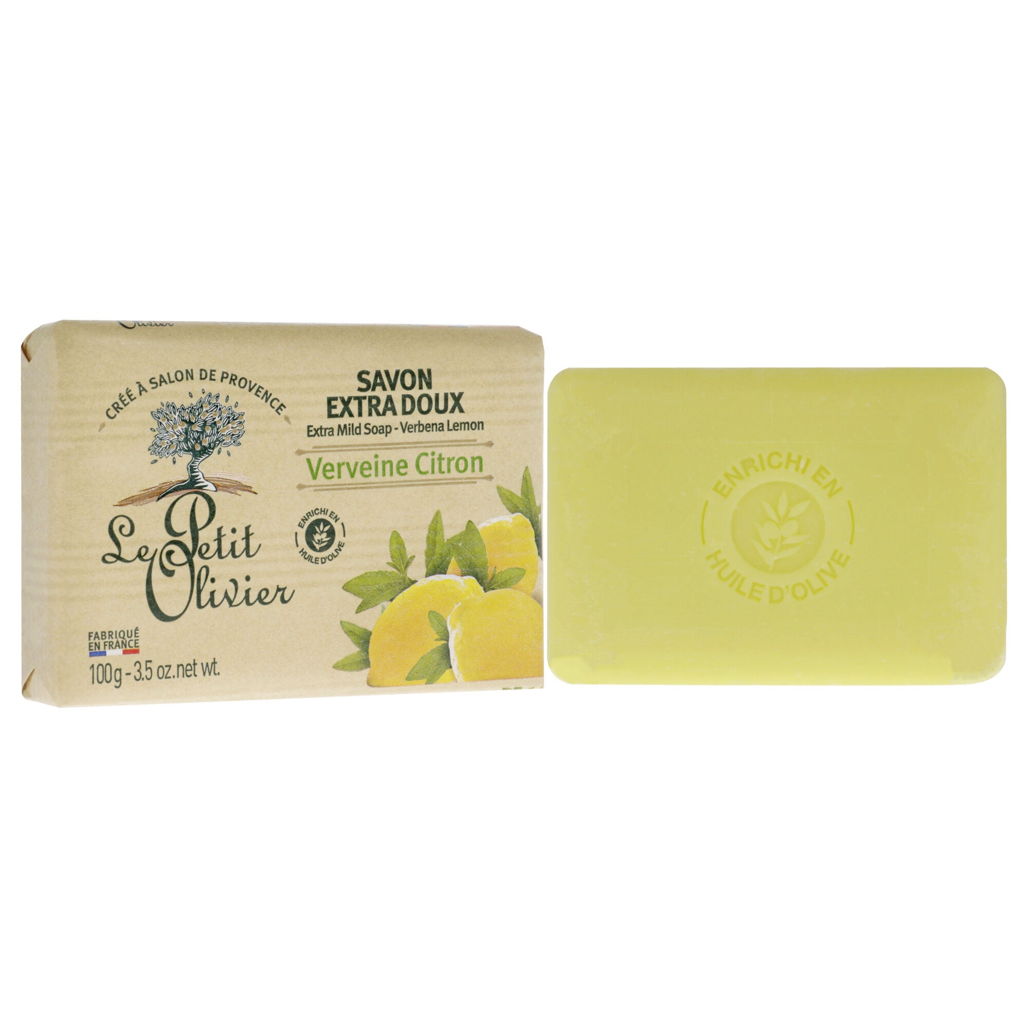 Extra Mild Soap - Verbena and Lemon by Le Petit Olivier for Unisex - 3.5 oz Soap, See Description, alternate image number 1