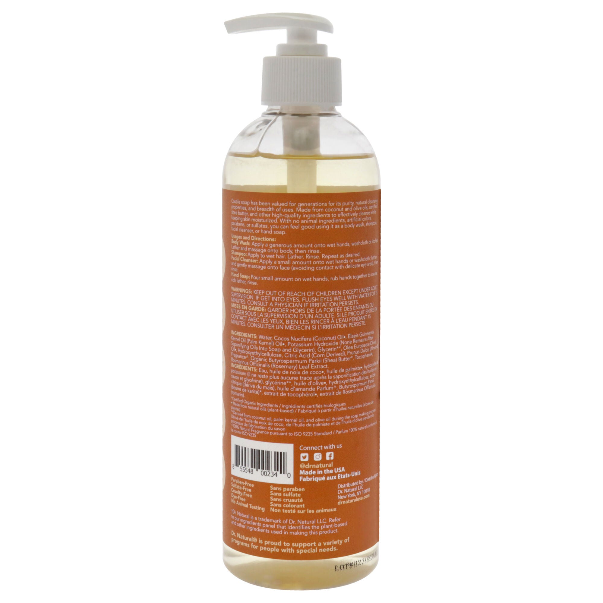 Castile Liquid Soap - Almond by Dr. Natural for Unisex - 16 oz Soap, See Description, alternate image number 2