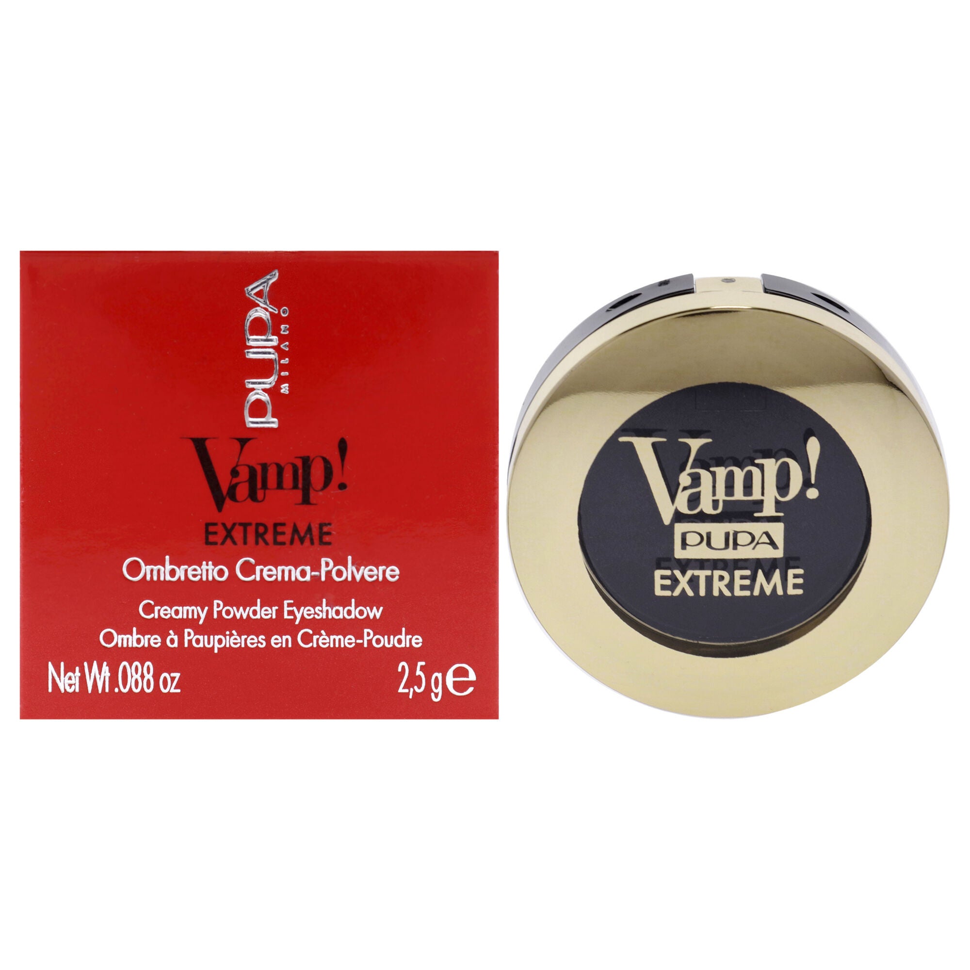 Vamp! Extreme Creamy Powder Eyeshadow - 004 Extreme Black by Pupa Milano for Women - 0.088 oz Eye Shadow, See Description, hi-res image number 0