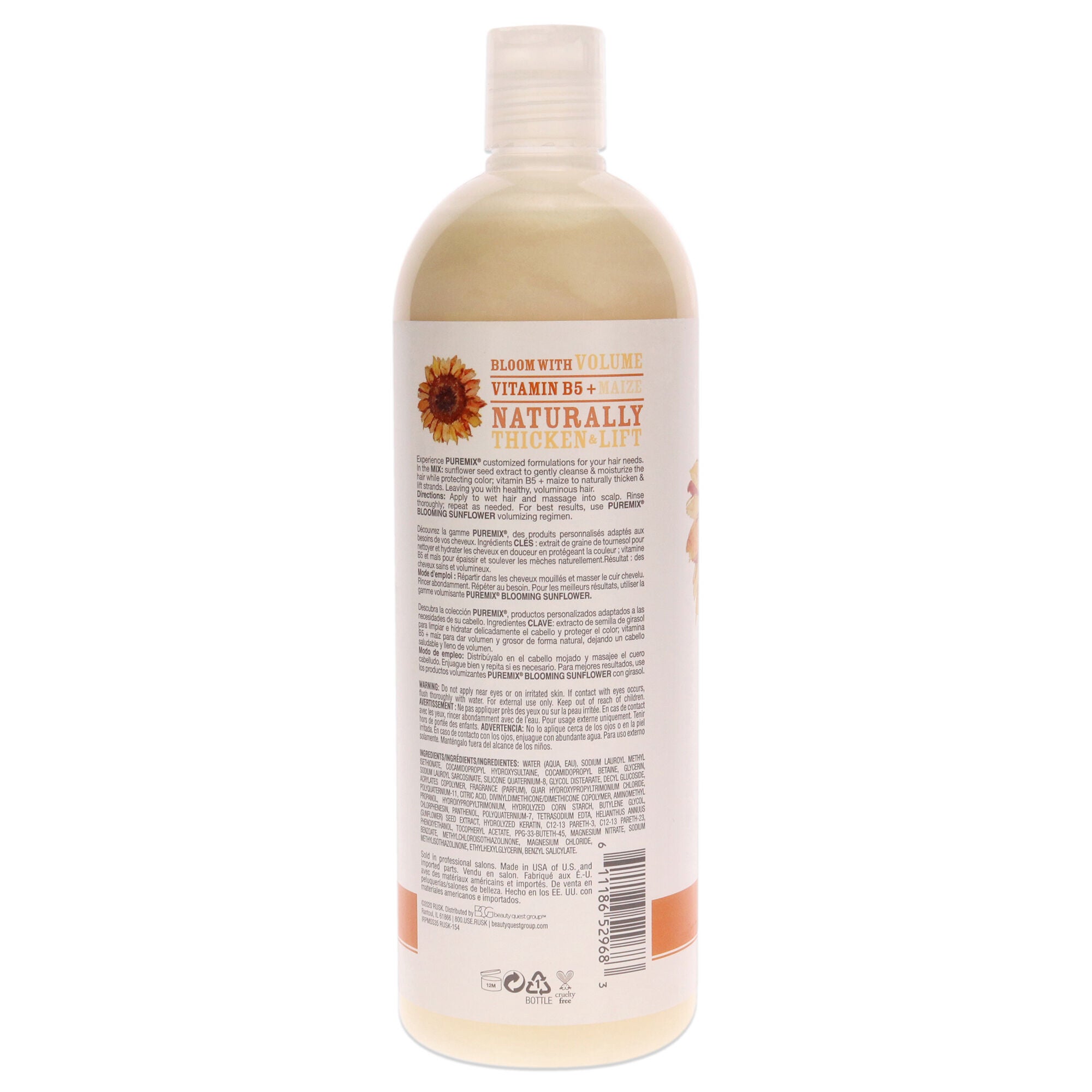 Puremix Blooming Sunflower Volumizing Shampoo - Fine Hair by Rusk for Unisex - 35 oz Shampoo, , alternate image number 3