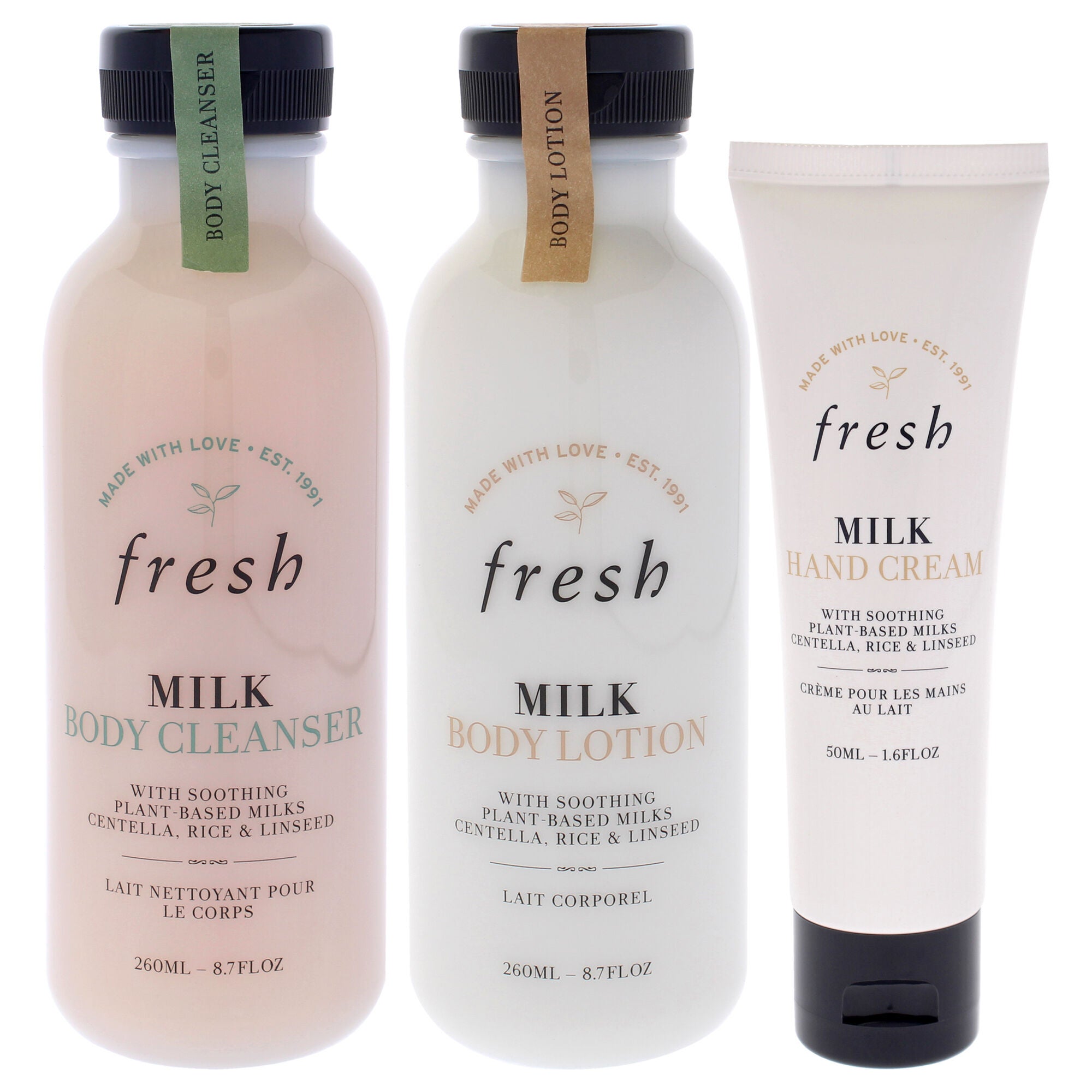 Head to Toe Nourishing Trio by Fresh for Women - 3 Pc 8.7oz Body Cleanser - Milk, 8.7oz Body Lotion - Milk, 1.6oz Hand Cream - Milk, White, alternate image number 4