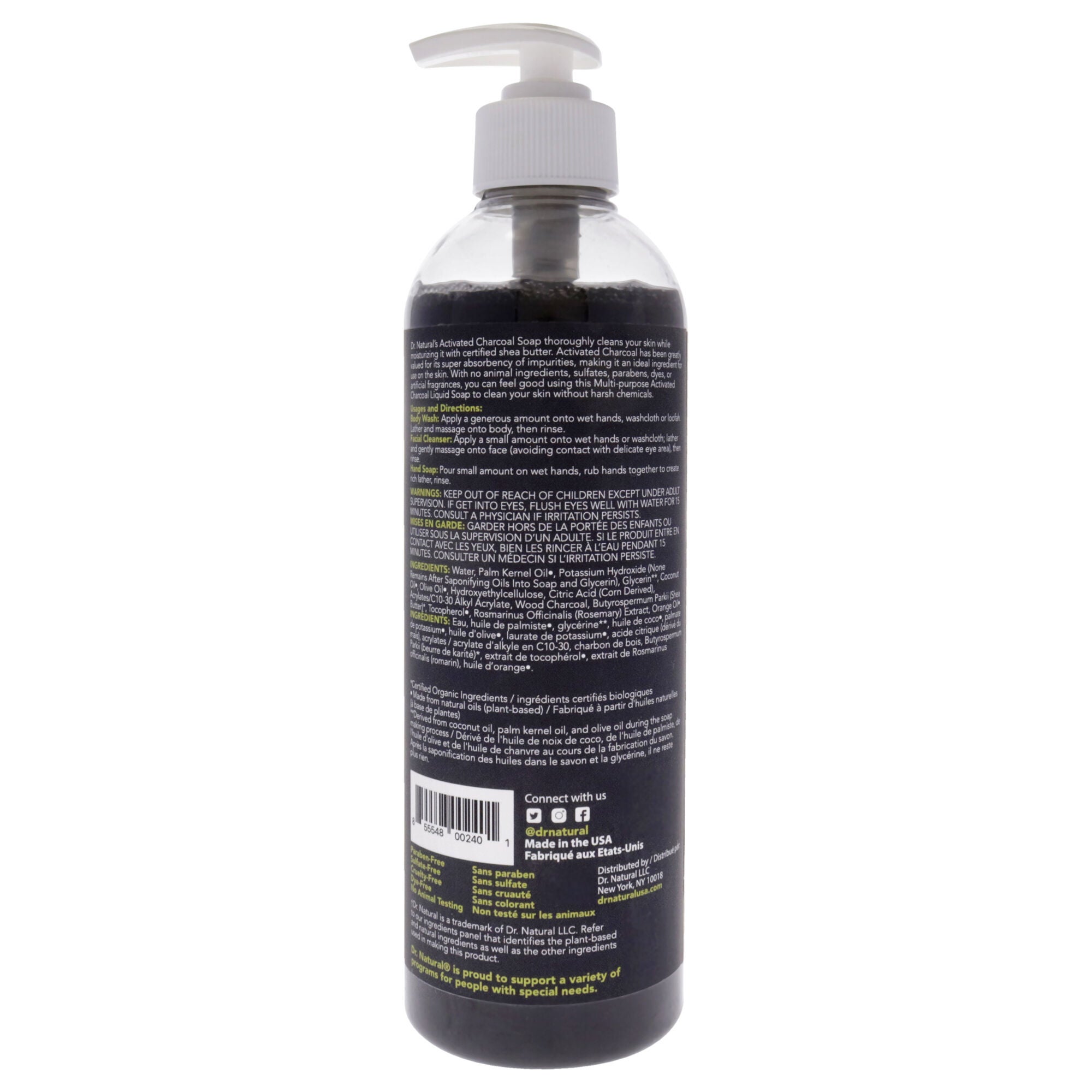 Activated Charcoal Liquid Soap - Citrus by Dr. Natural for Unisex - 16 oz Soap, See Description, alternate image number 2