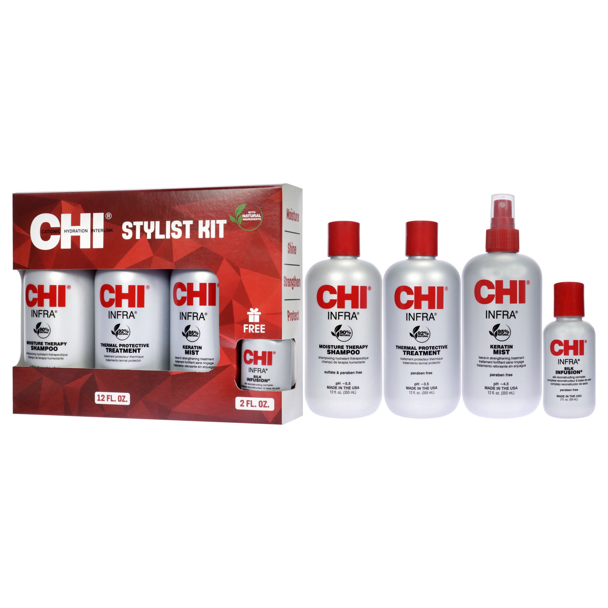 Stylist Kit by CHI for Unisex - 4 Pc 12oz Shampoo, 12oz Treatment, 12oz Keratin Mist, 2oz Silk Infusion, , alternate image number 4