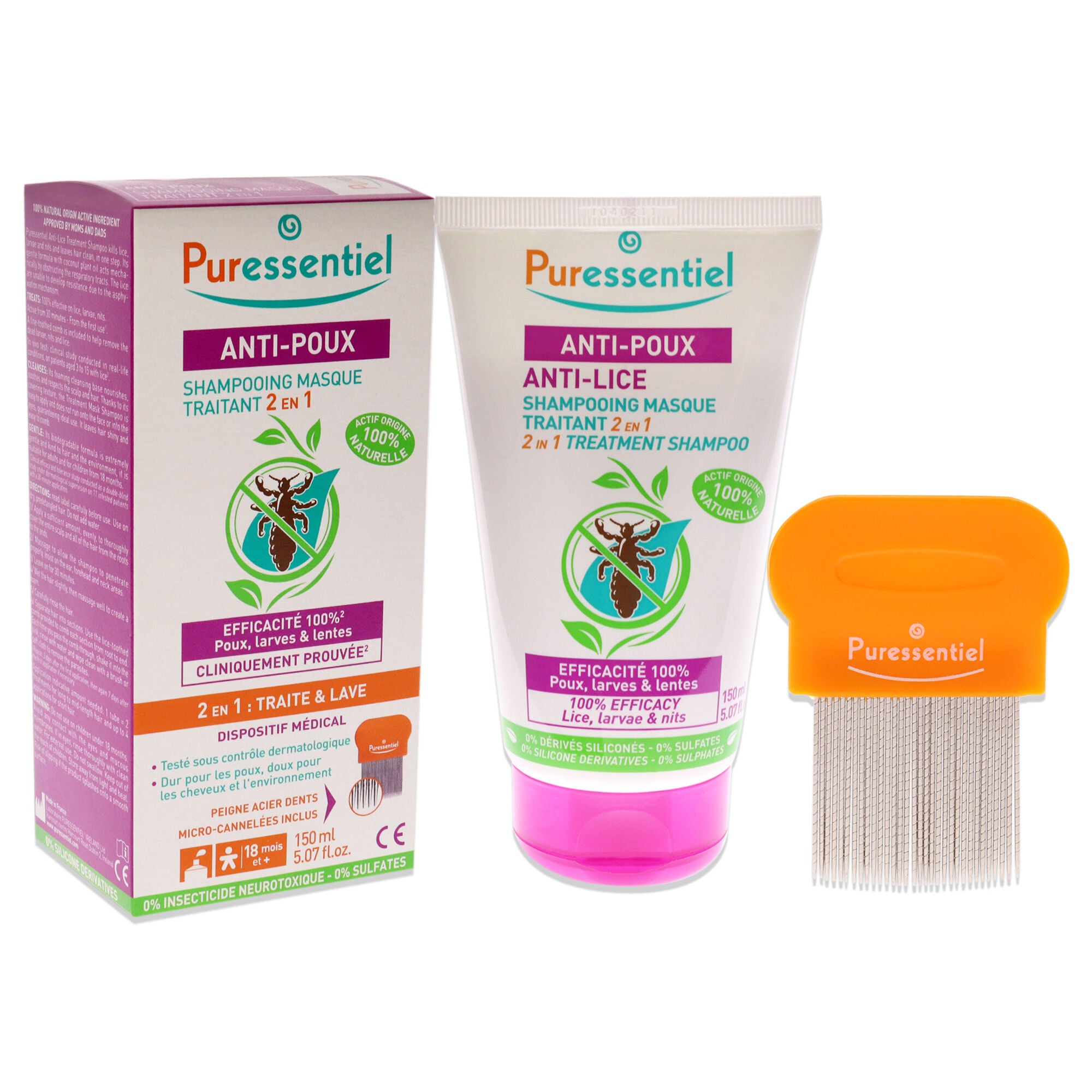 Anti-Lice 2-In-1 Treatment Shampoo Plus Comb by Puressentiel for Unisex - 5.07 oz Shampoo, , alternate image number 6