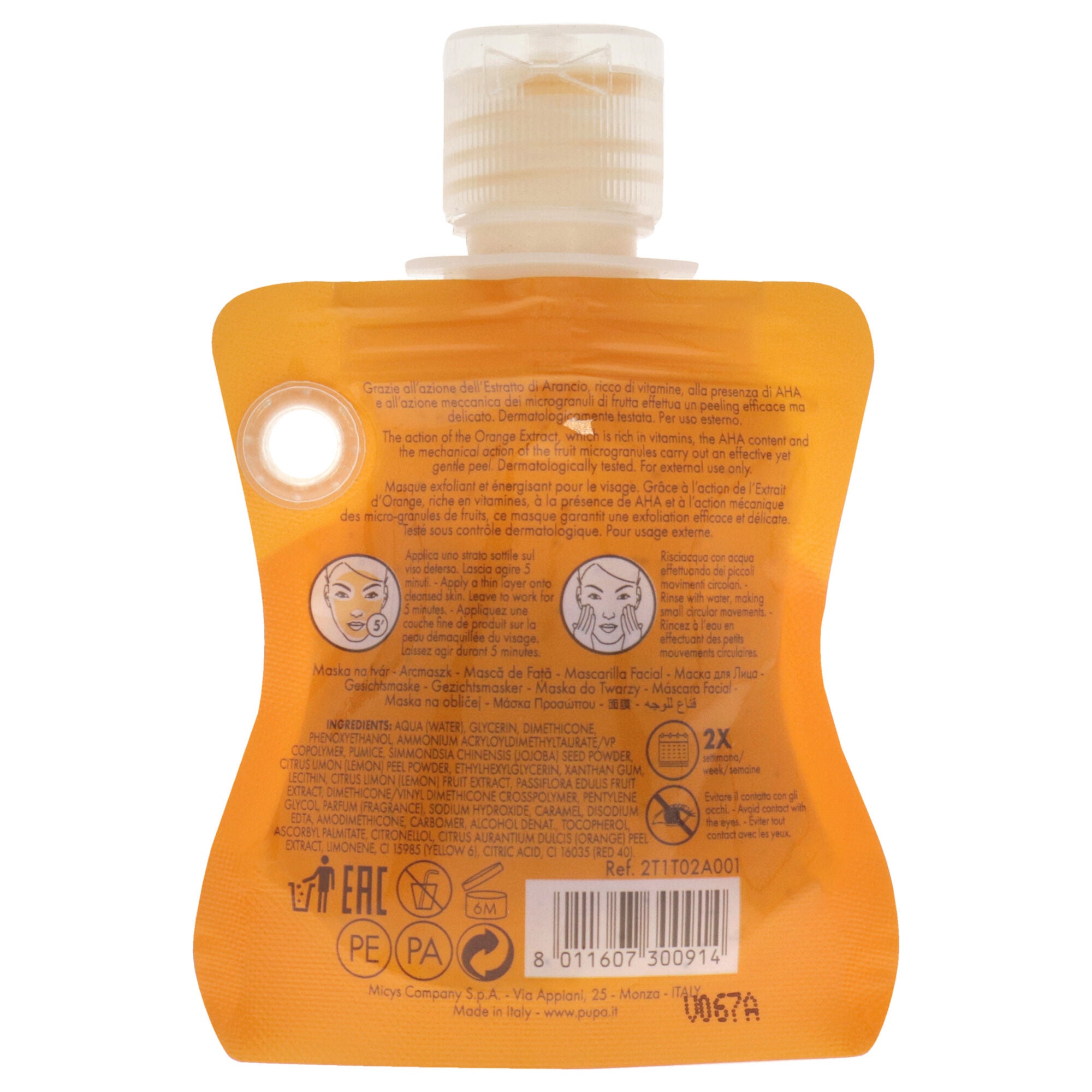 Exfoliating and Energizing Face Mask - Orange Extract by Pupa Milano for Unisex - 1.01 oz Mask, , alternate image number 3