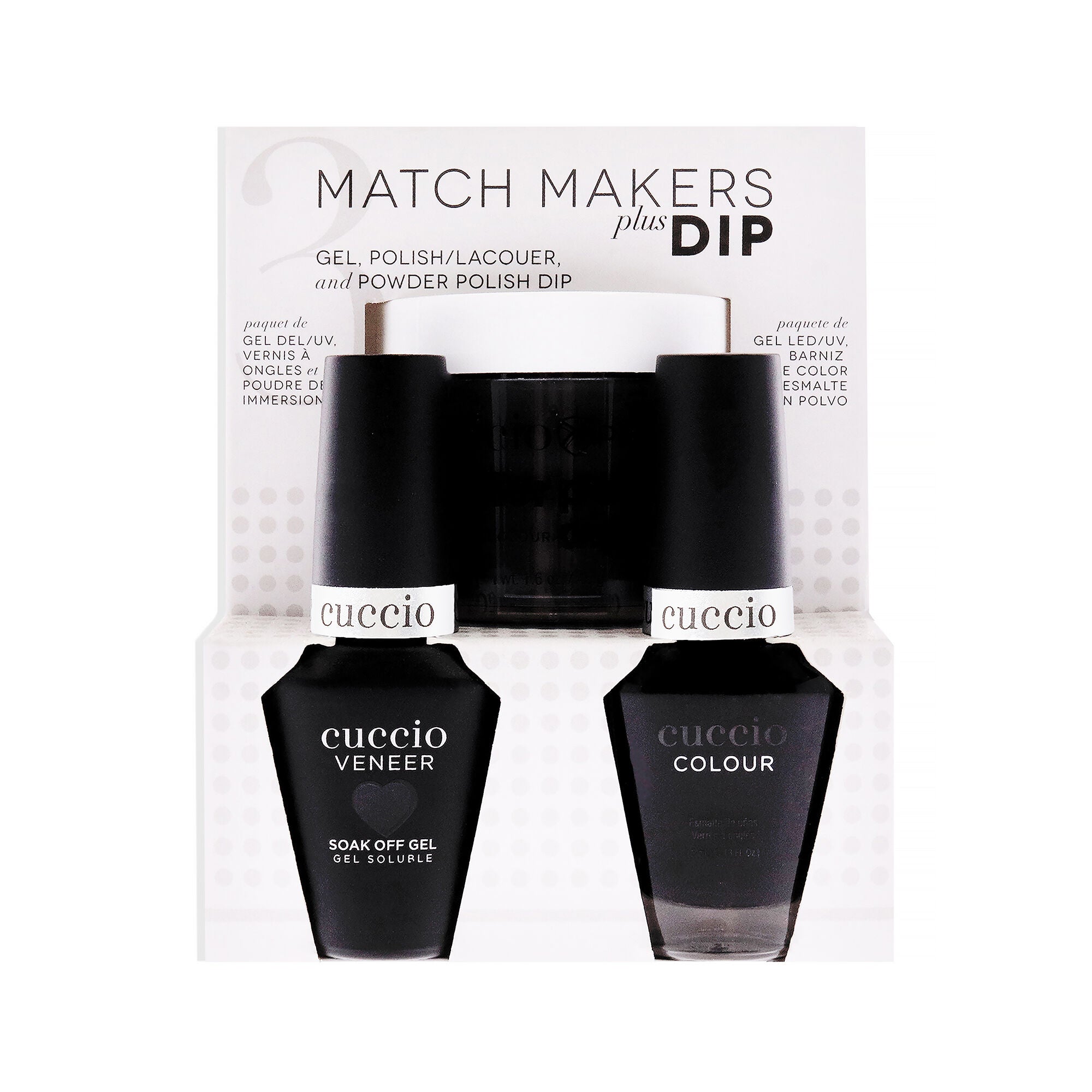 Match Makers Plus Dip - 2 Am In Hollywood by Cuccio Colour for Women - 3 Pc 1.6oz Pro Powder Polish Dip System, 0.44oz Veneer Soak Off Gel, 0.43oz Colour Nail Polish, Black, alternate image number 1