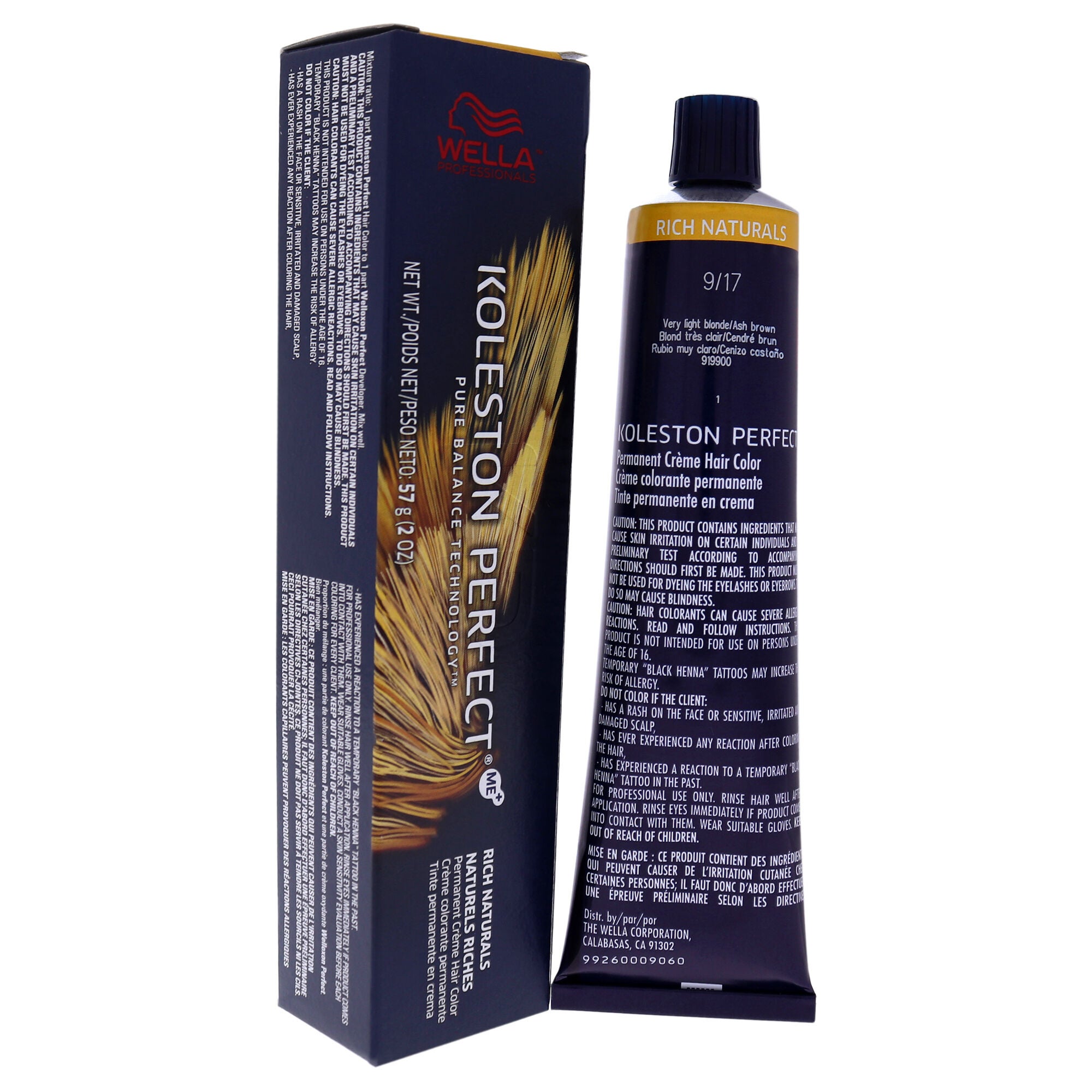 Koleston Perfect Permanent Creme Hair Color - 9 17 Very Light Blonde-Ash Brown by Wella for Unisex - 2 oz Hair Color, See Description, alternate image number 2