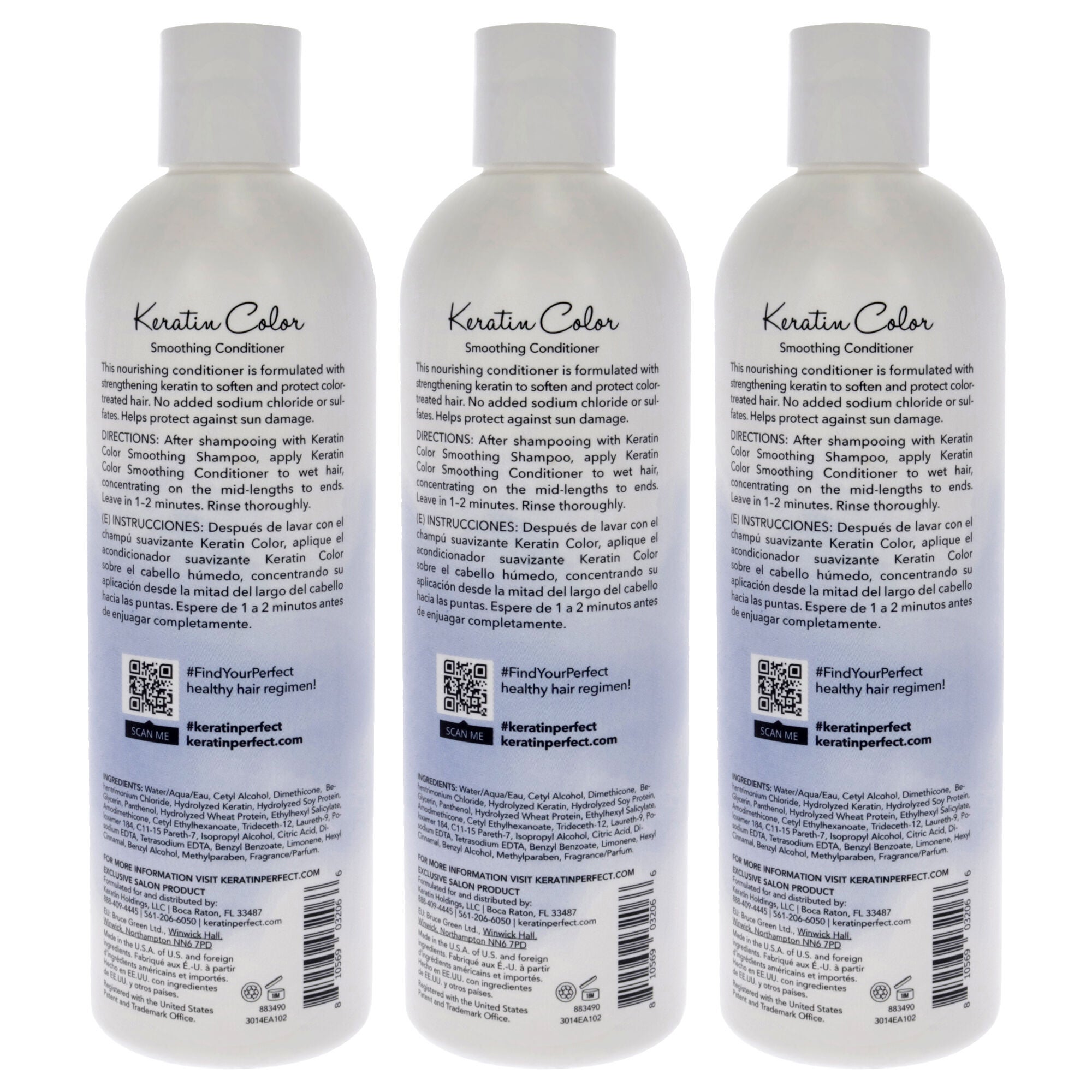 Keratin Color Conditioner by Keratin Perfect for Unisex - 12 oz Conditioner - Pack of 3, See Description, alternate image number 2
