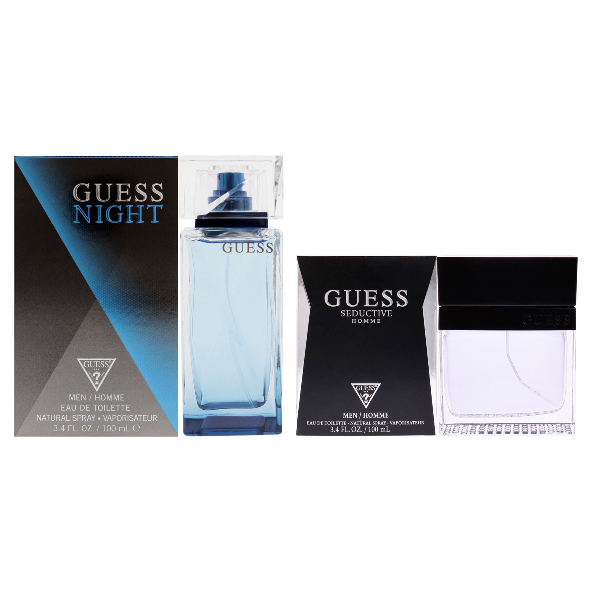 Guess Kit by Guess for Men - 2 Pc Kit 3.4oz Guess Night EDT Spray, 3.4oz Guess Seductive EDT Spray, Clear, hi-res image number 0