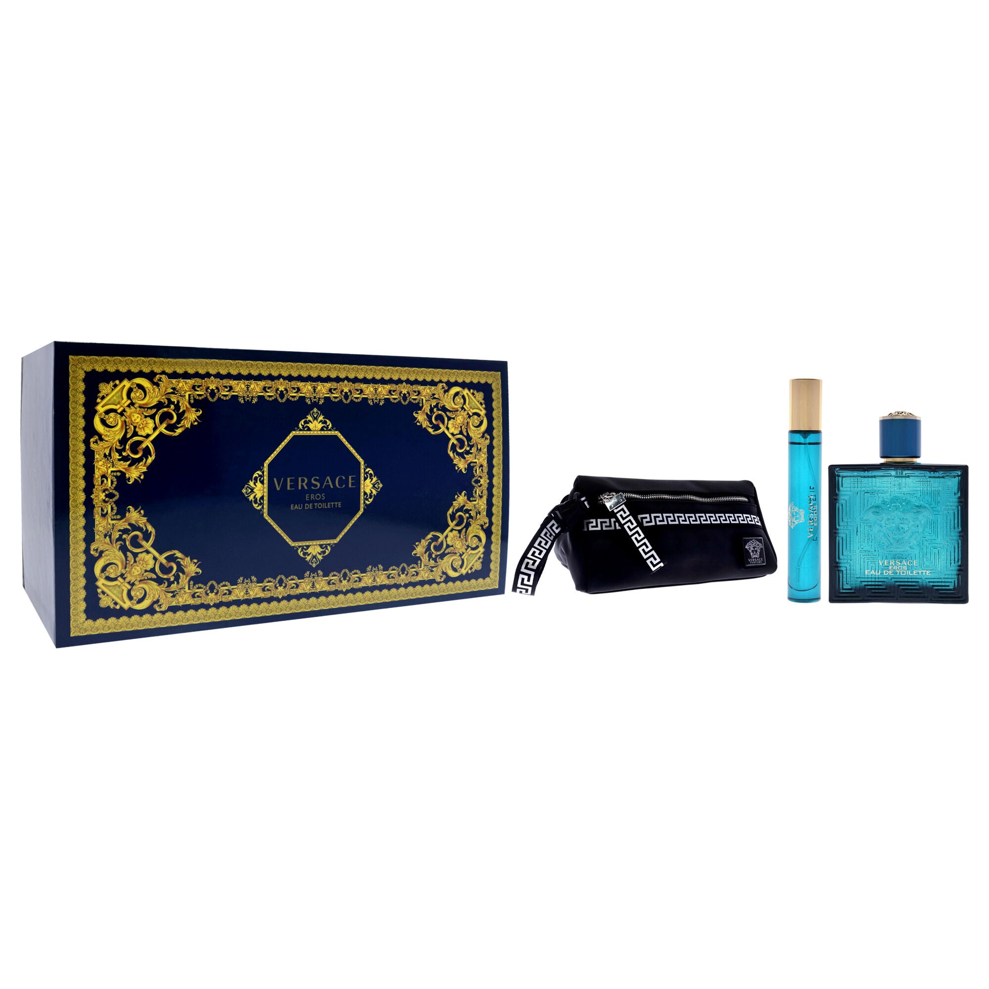 Versace Eros by Versace for Men - 3 Pc Gift Set 3.4oz EDT Spray, 10ml EDT Spray, Blue Trousse, , alternate image number 6