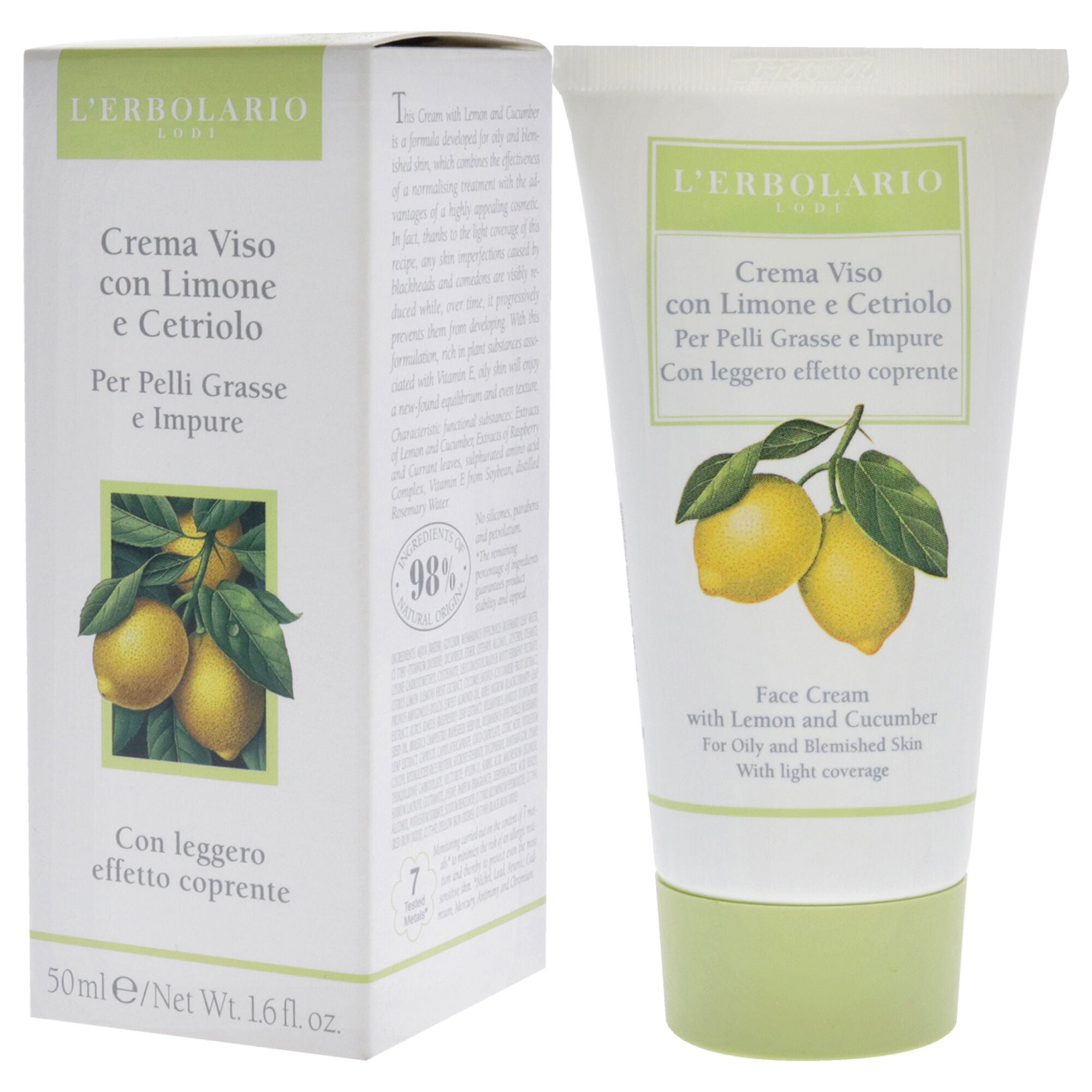 Face Cream With Lemon and Cucumber by LErbolario for Unisex - 1.6 oz Cream, , alternate image number 7