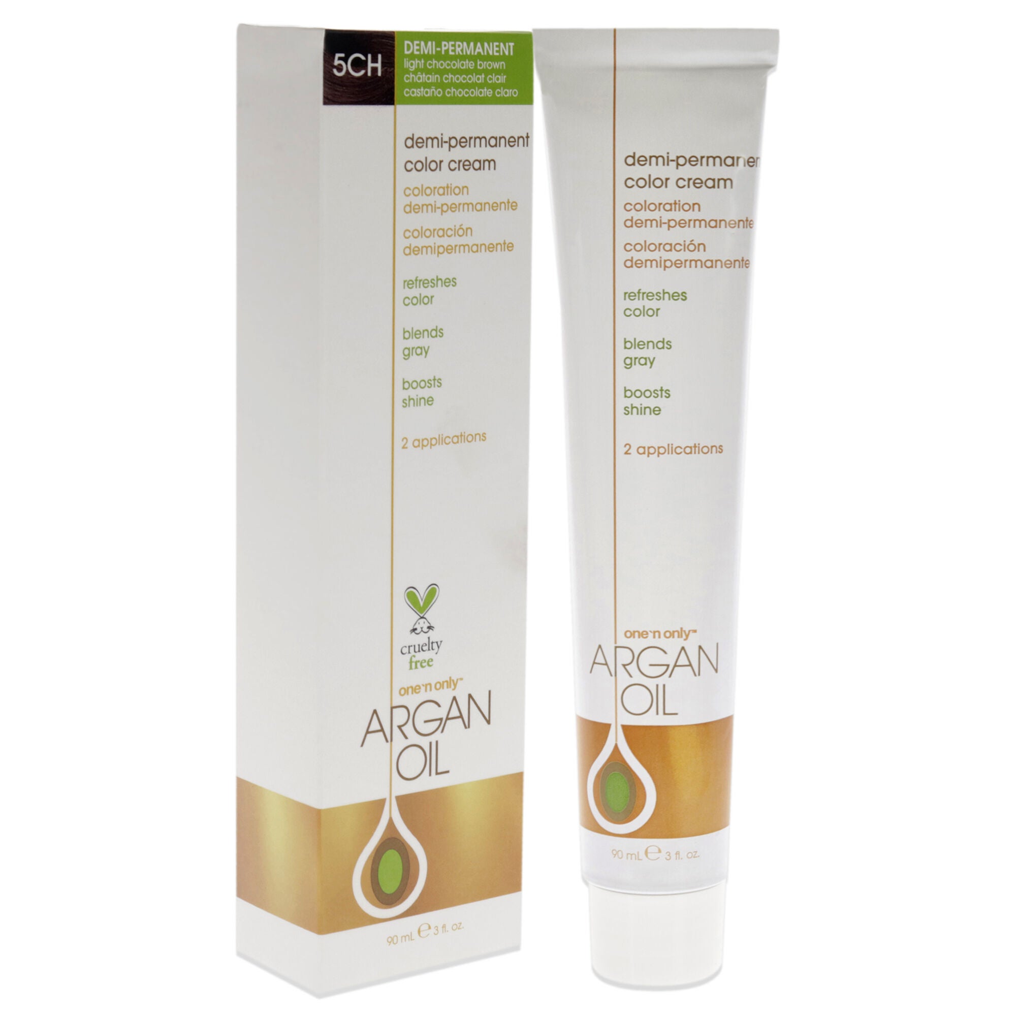 Argan Oil Demi-Permanent Color Cream - 5CH Light Chocolate Brown by One n Only for Unisex - 3 oz Hair Color, See Description, alternate image number 1