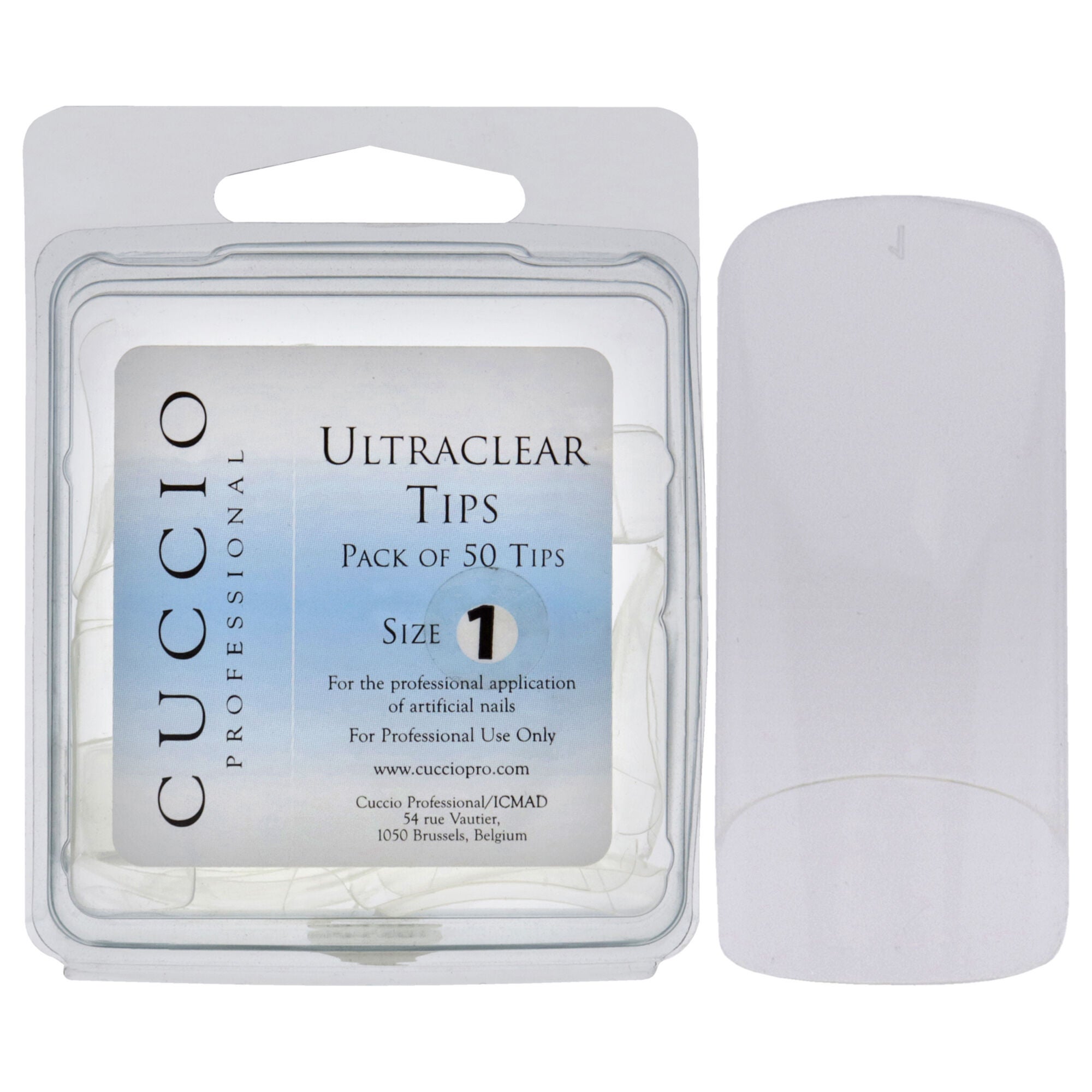 Ultraclear Tips - 1 by Cuccio Pro for Women - 50 Pc Acrylic Nails, See Description, hi-res image number 0