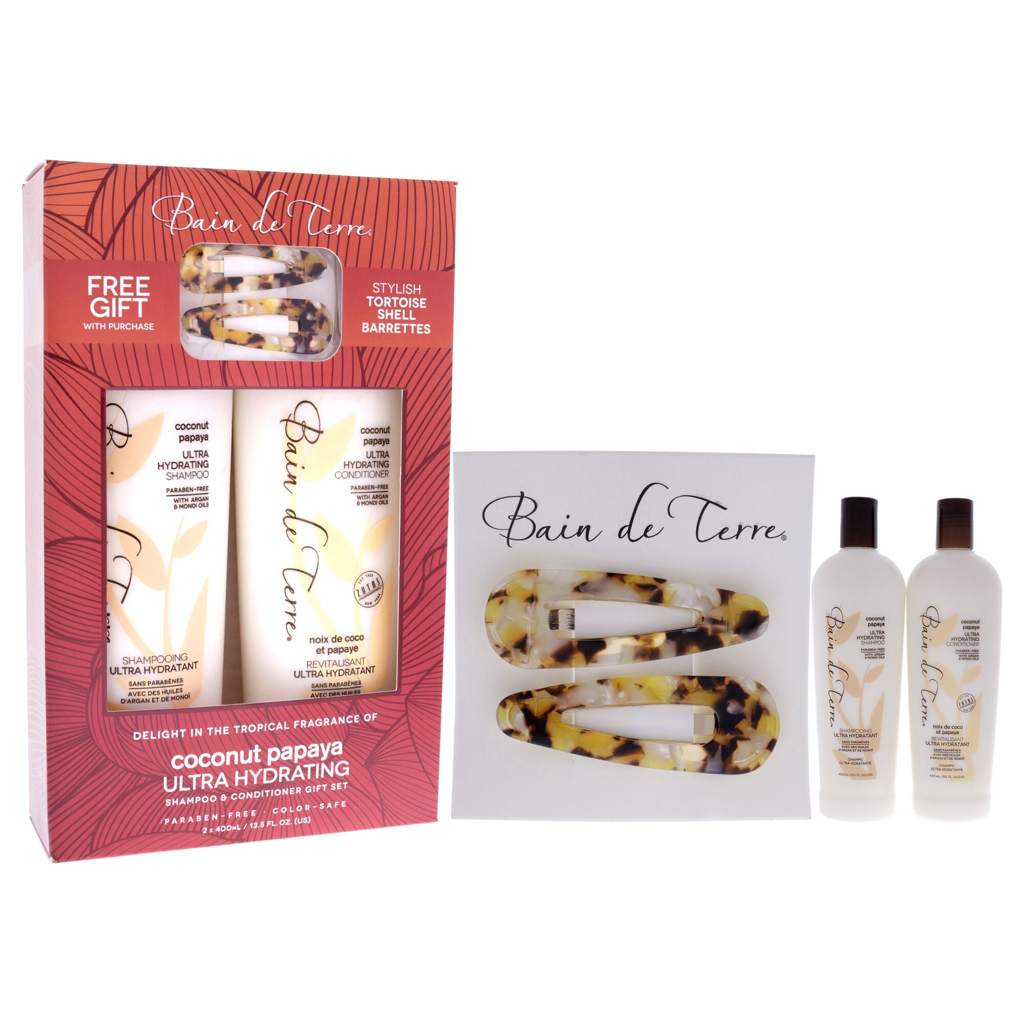 Coconut Papaya Ultra Hydrating Duo by Bain de Terre for Unisex - 2 x 13.5 oz Shampoo and Conditioner, See Description, alternate image number 2