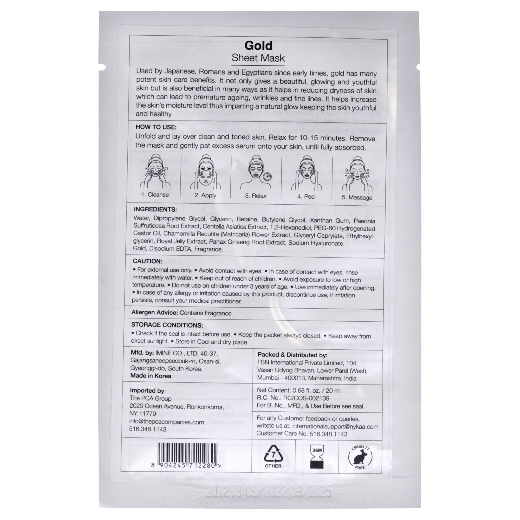 Skin Secrets Sheet Mask - Gold by Nykaa Naturals for Women - 1 Pc Mask, , alternate image number 3