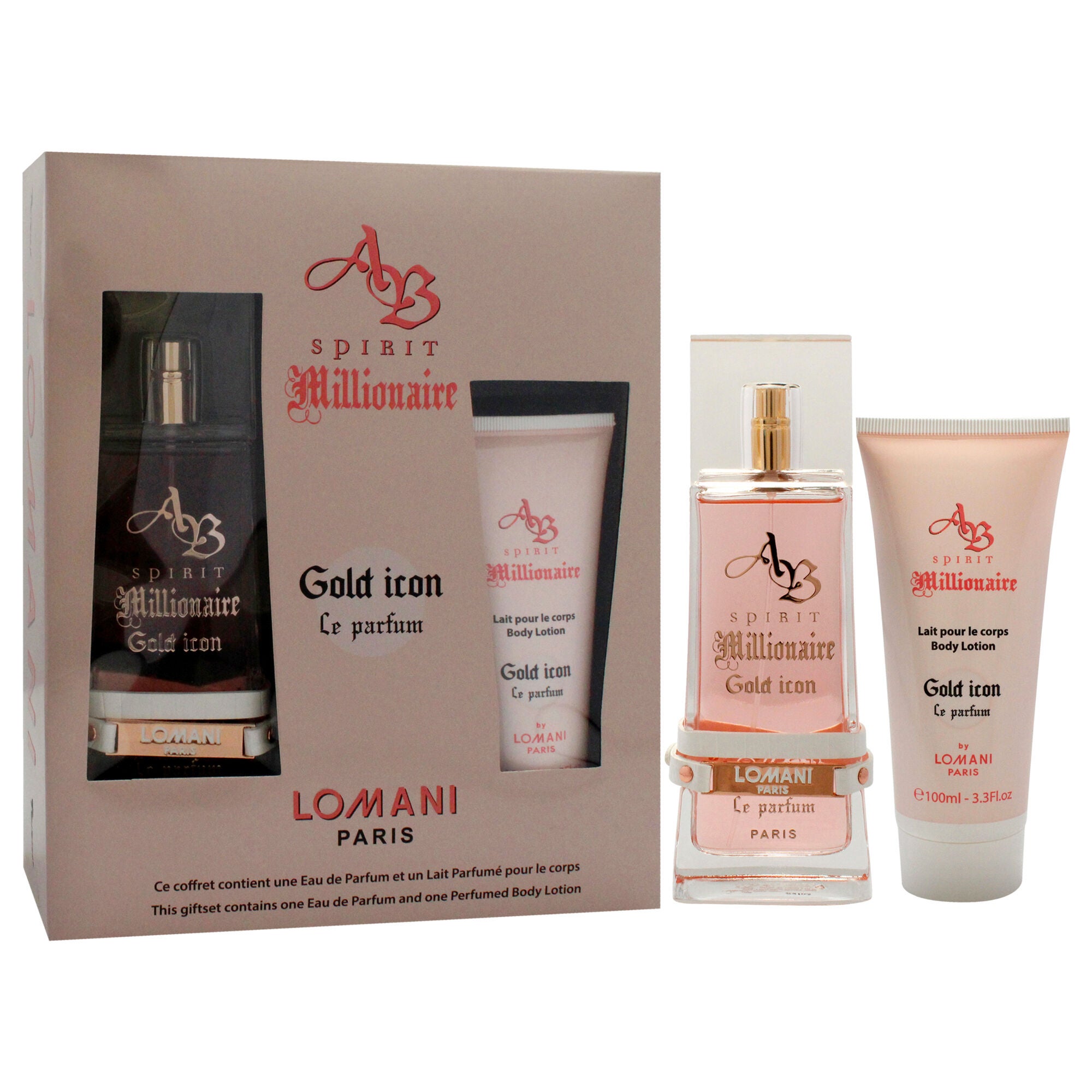 AB Spirit Millionaire Le Parfum Gold Icon by Lomani for Women - 2 Pc Gift Set 3.3oz EDP Spray, 3.3oz Body Lotion, , alternate image number 6