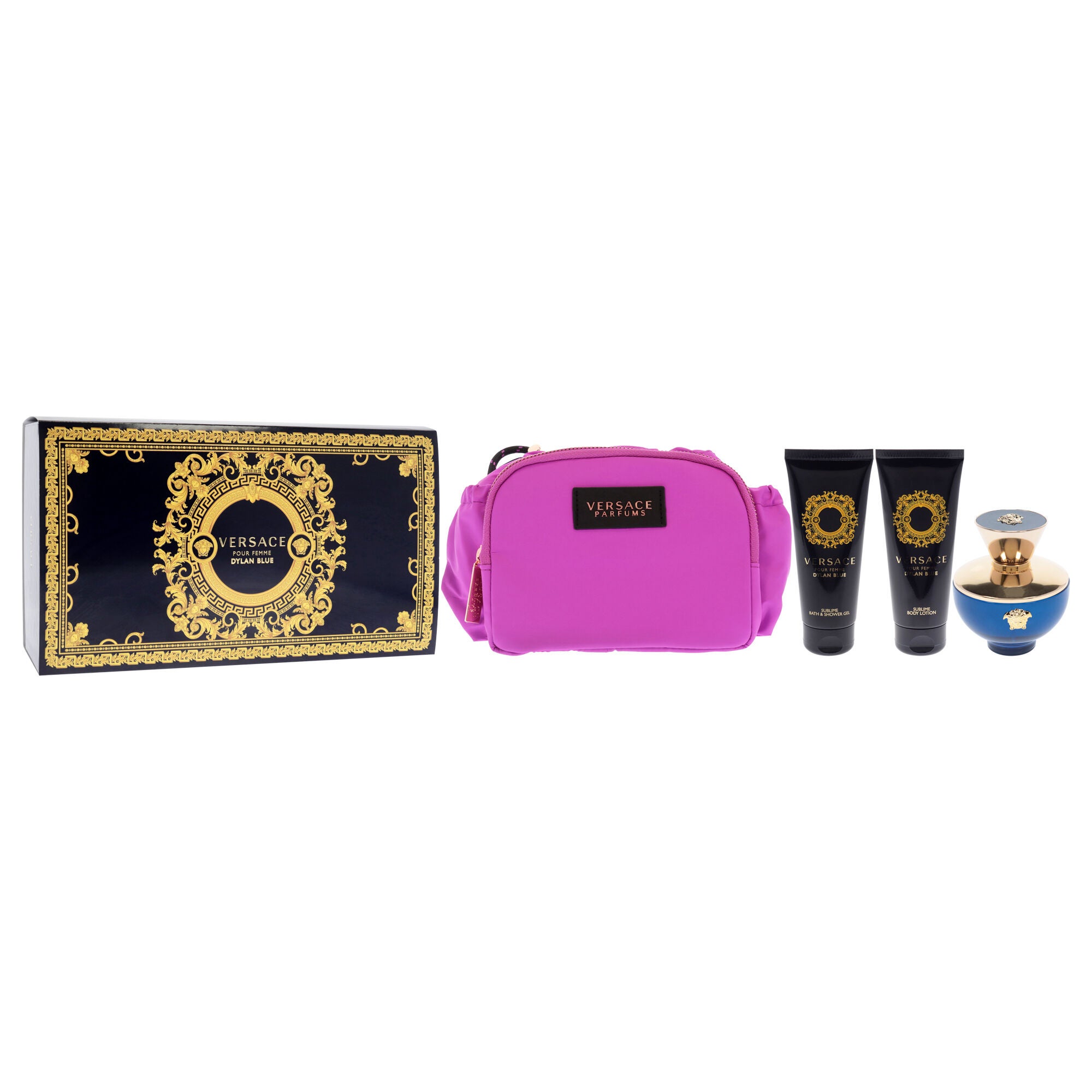 Dylan Blue by Versace for Women - 4 Pc Gift Set - 3.4oz EDP Spray, 3.4oz Sublime Body Lotion, 3.4oz Sublime Bath and Shower Gel, Makeup Case, , alternate image number 6