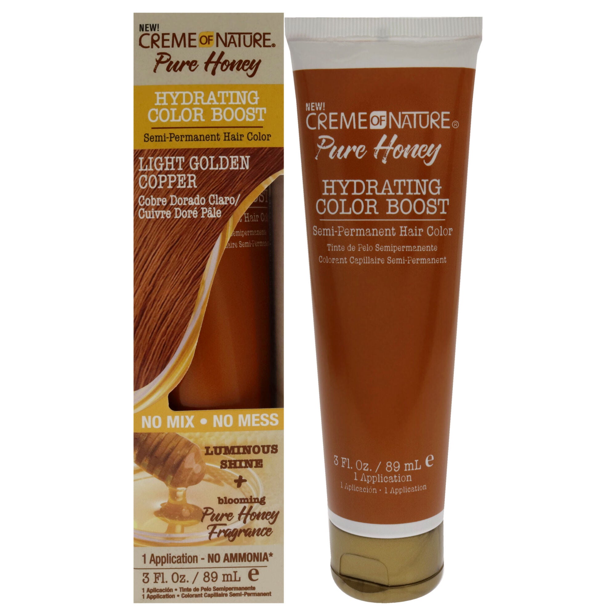 Pure Honey Hydrating Color Boost Semi-Permanent Hair Color - Light Golden Copper by Creme of Nature for Unisex - 3 oz Hair Color, See Description, hi-res image number 0