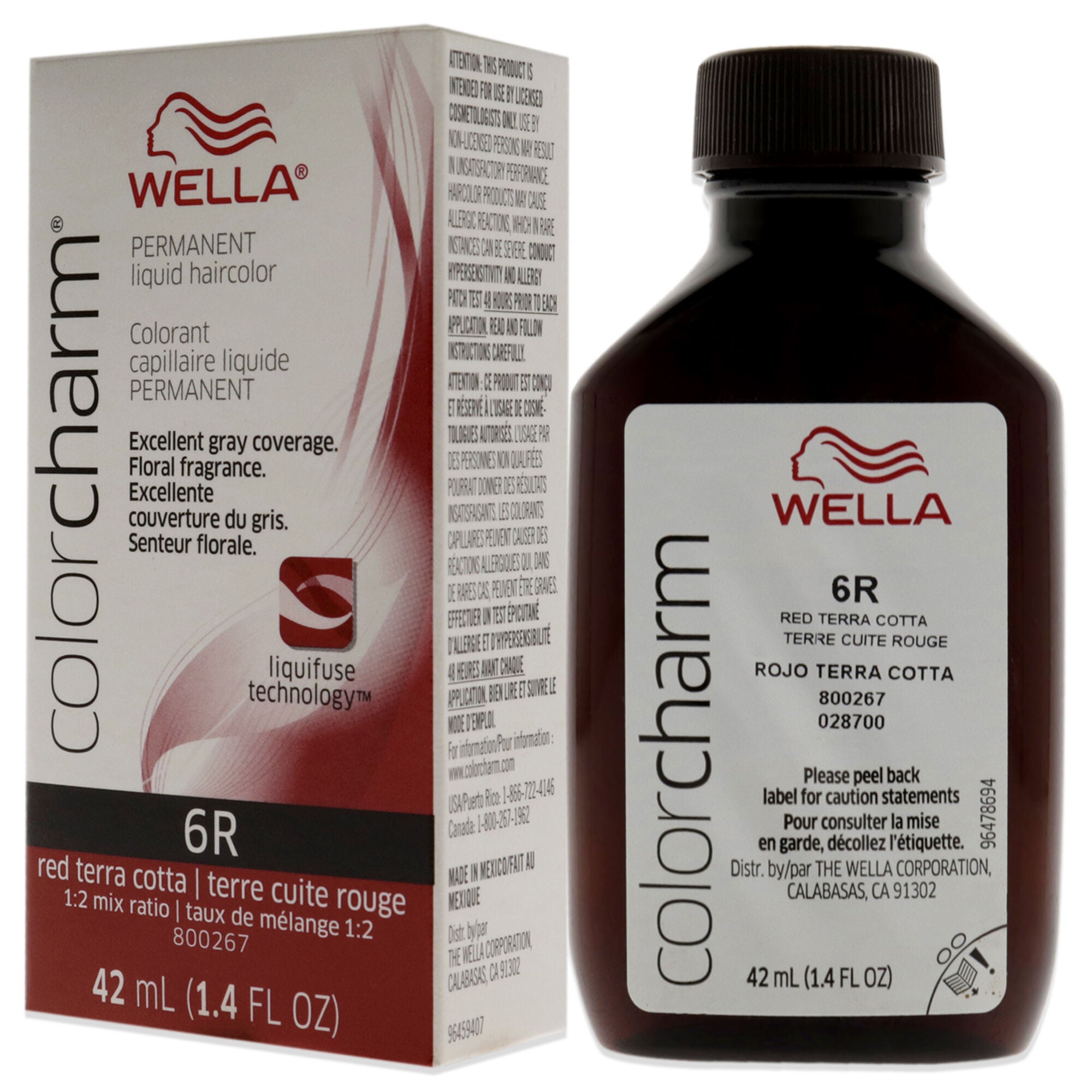 Color Charm Permanent Liquid Hair Color - 6R Red Terra Cotta by Wella for Unisex - 1.42 oz Hair Color, See Description, alternate image number 3