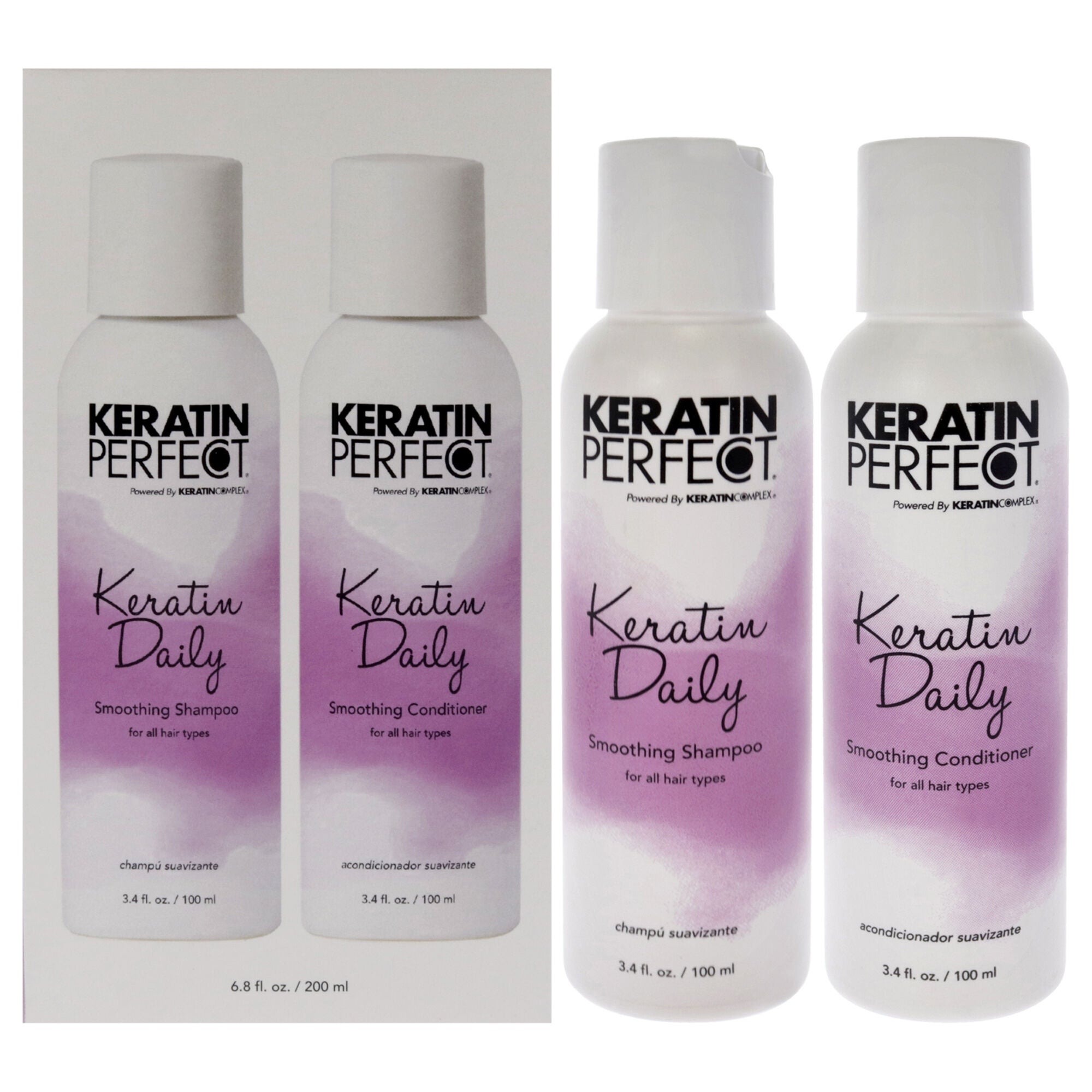 Keratin Daily Duo by Keratin Perfect for Unisex - 2 Pc 3.4oz Shampoo, 3.4oz Conditioner, See Description, hi-res image number 0