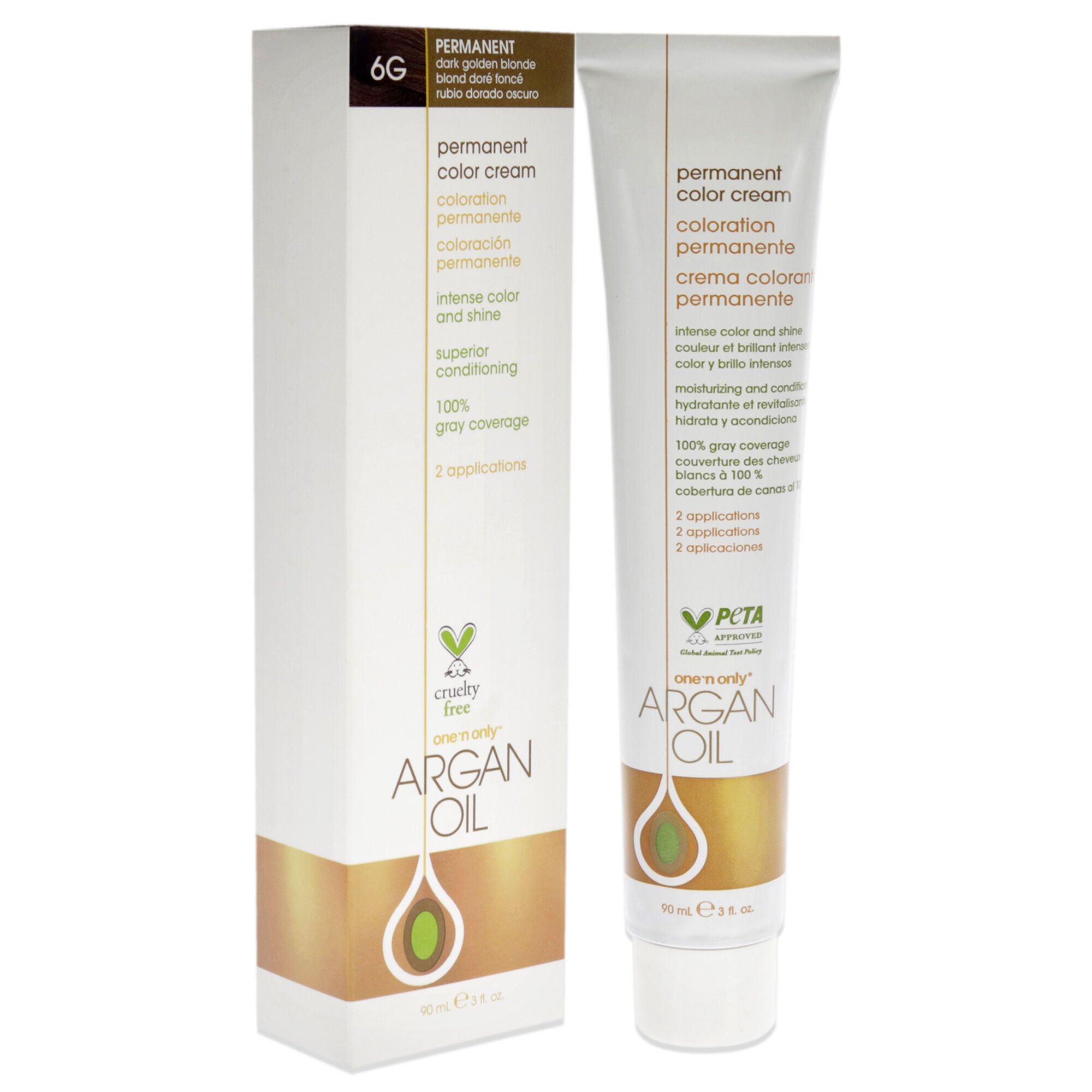 Argan Oil Permanent Color Cream - 6G Dark Golden Blonde by One n Only for Unisex - 3 oz Hair Color, See Description, alternate image number 1