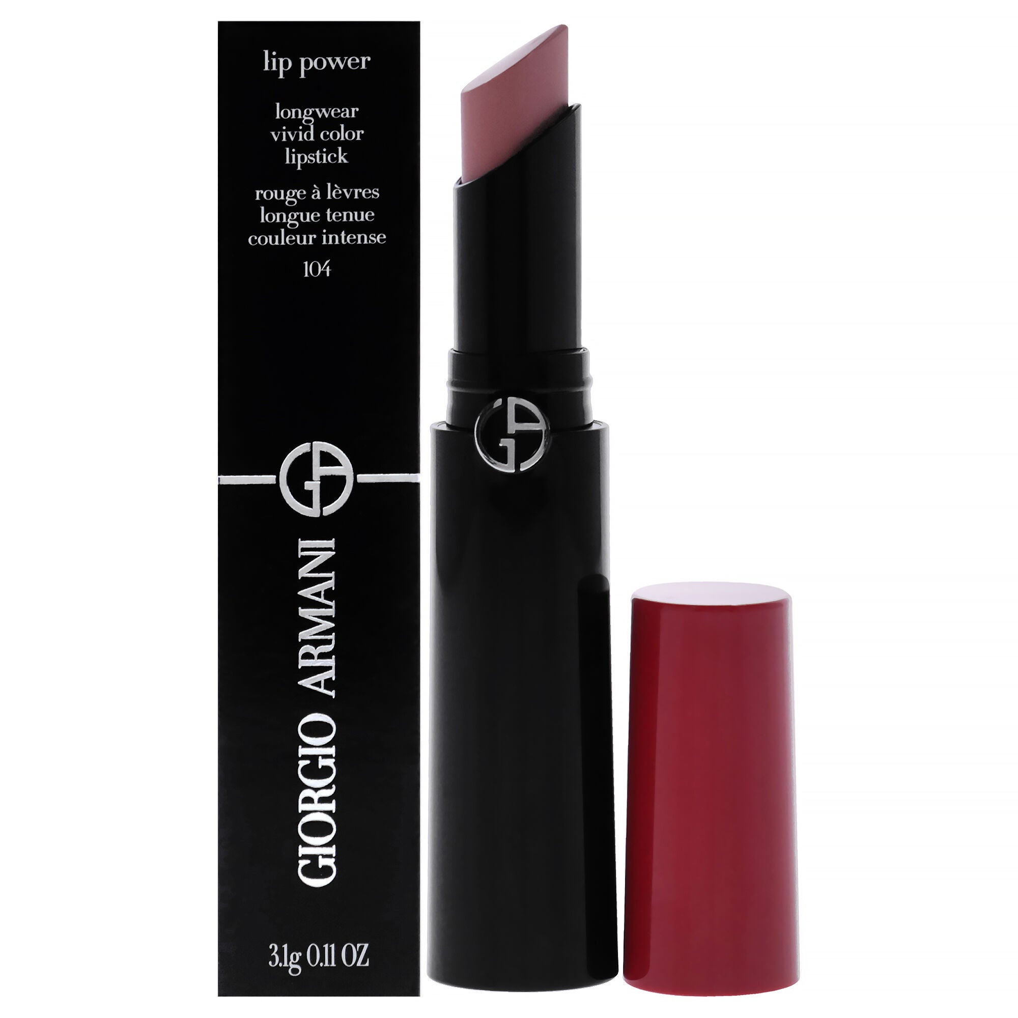 Lip Power Longwear Vivid Color Lipstick - 104 Selfless Tempting by Giorgio Armani for Women - 0.11 oz Lipstick, See Description, hi-res image number 0