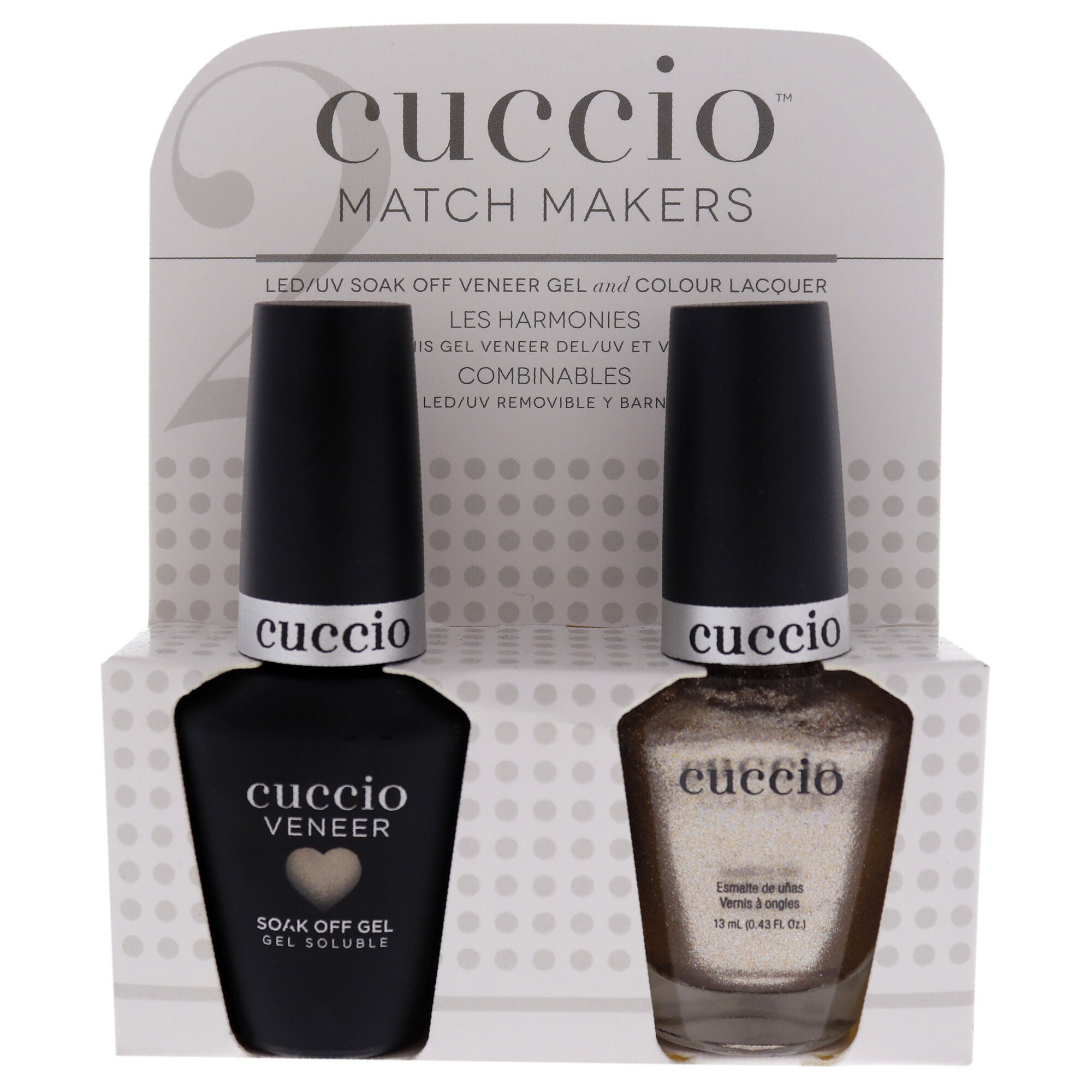 Match Makers Set - Pop Fizz Clink by Cuccio Colour for Women - 2 Pc 0.44oz Veneer Soak Of Gel Nail Polish, 0.43oz Colour Nail Polish, See Description, hi-res image number 0
