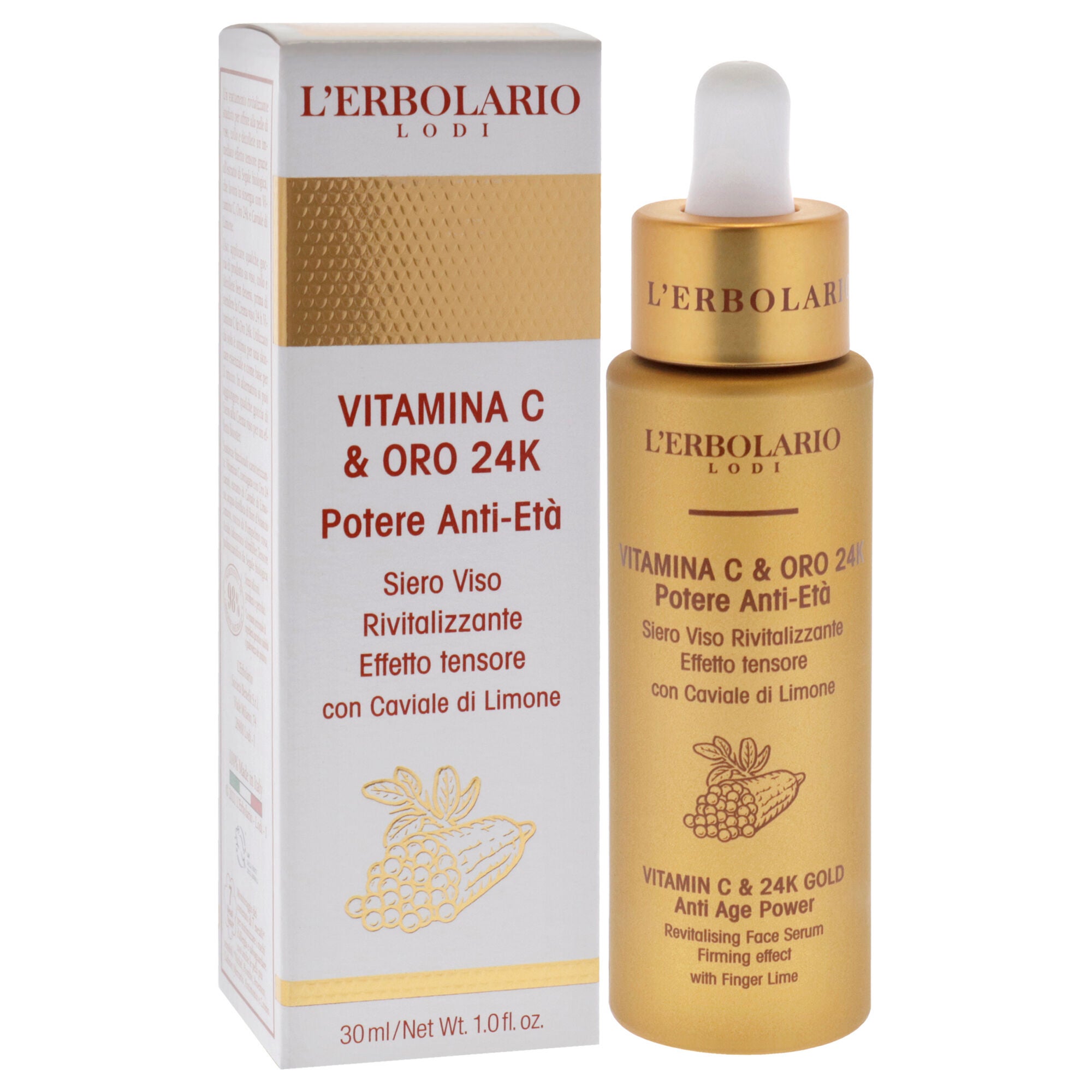 Vitamin C and 24K Gold Anti Age Power Revitalising Face Serum by LErbolario for Unisex - 1 oz Serum, , alternate image number 6