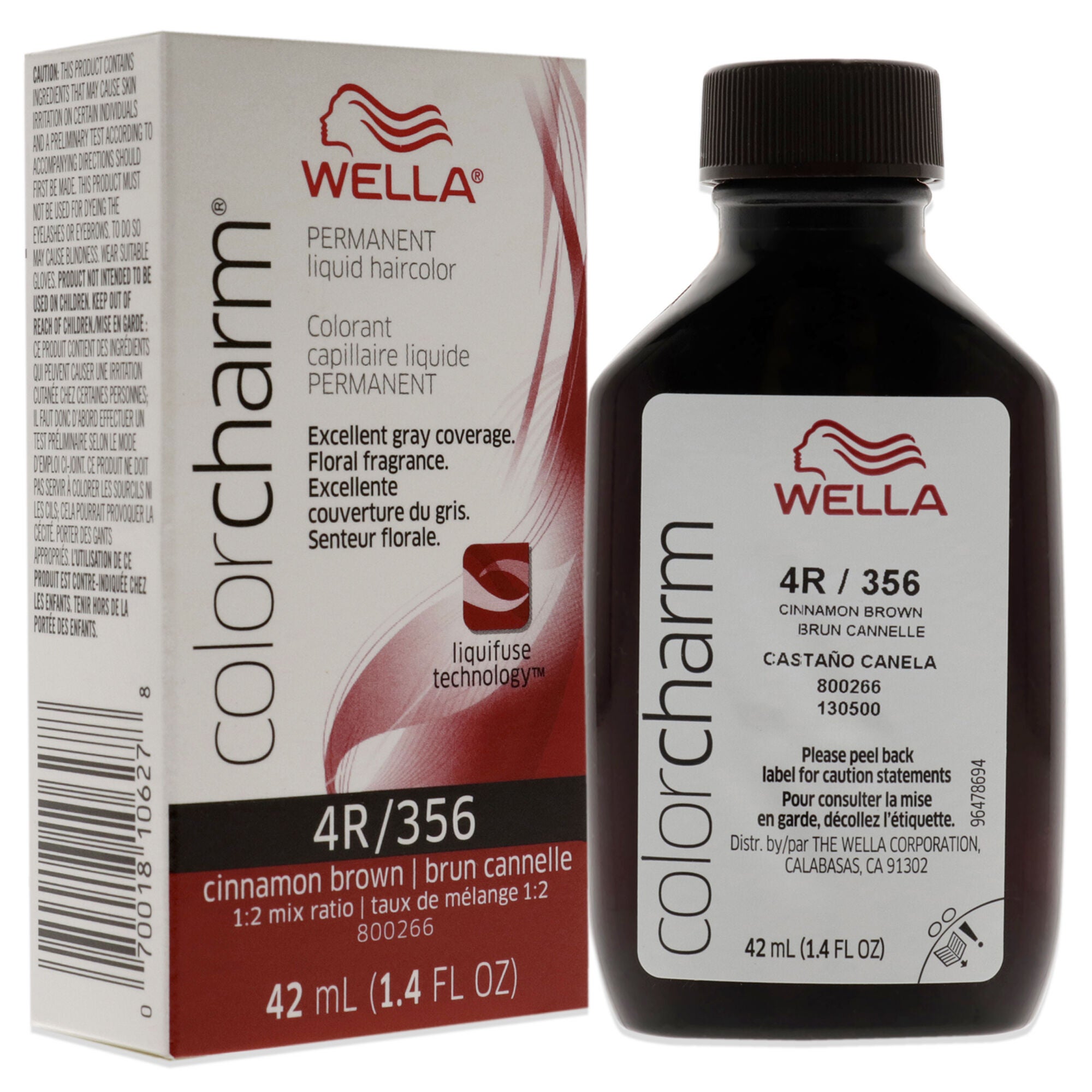 Color Charm Permanent Liquid Haircolor - 356 4R Cinnamon Brown by Wella for Unisex - 1.4 oz Hair Color, See Description, alternate image number 1