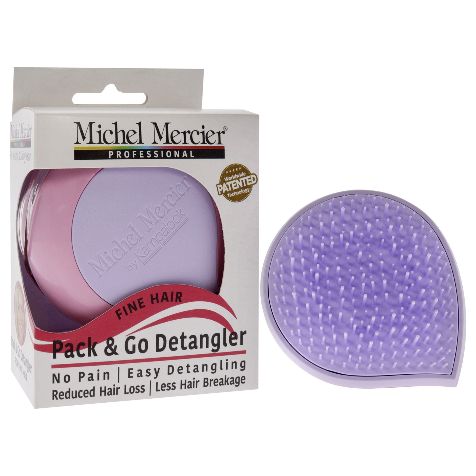 Pack and Go Detangler Fine Hair - Purple-Pink by Michel Mercier for Unisex - 1 Pc Hair Brush, See Description, alternate image number 1