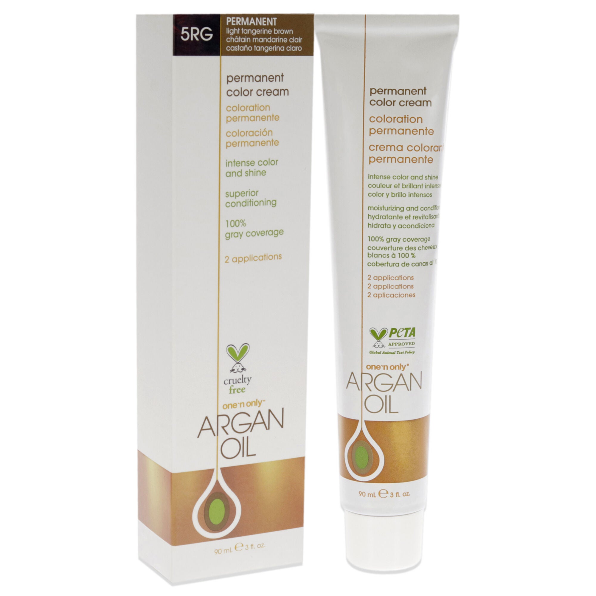 Argan Oil Permanent Color Cream - 5RG Light Tangerine Brown by One n Only for Unisex - 3 oz Hair Color, See Description, alternate image number 2