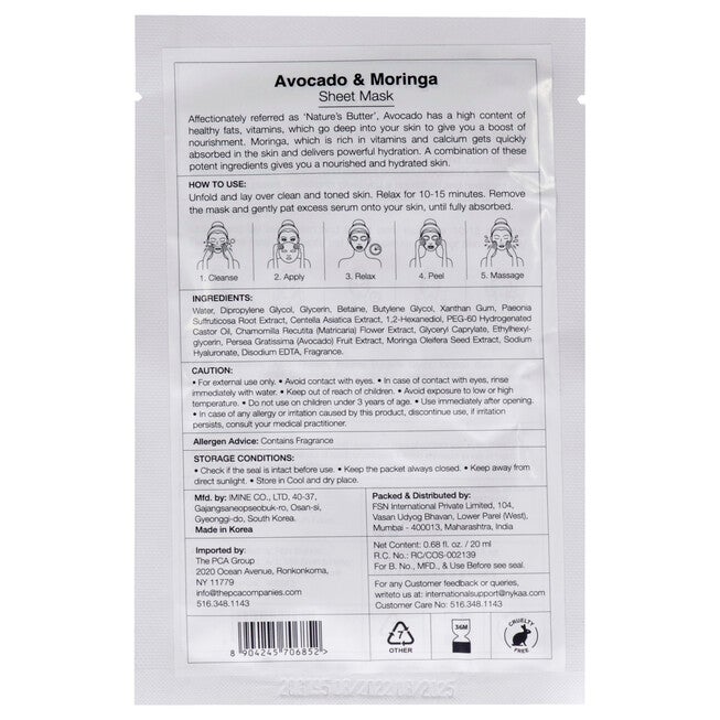 Skin Secrets Sheet Mask - Avocado and Moringa by Nykaa Naturals for Women - 1 Pc Mask, , alternate image number null