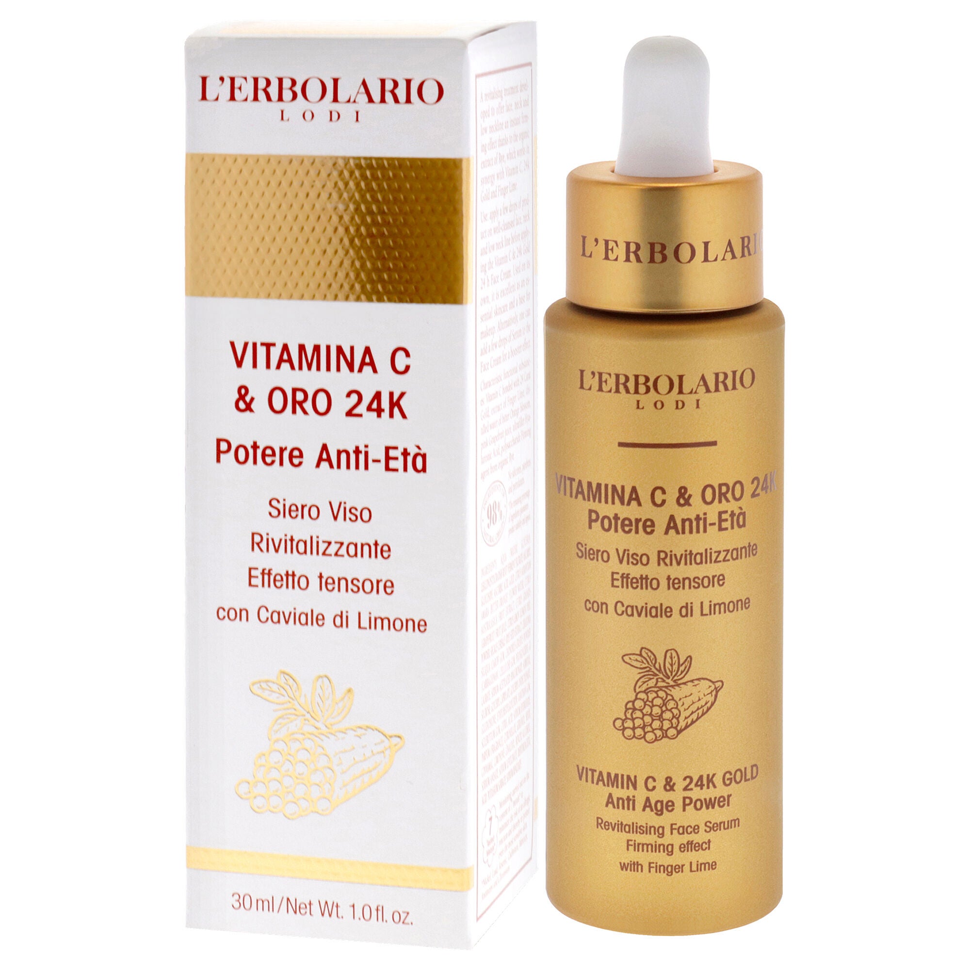 Vitamin C and 24K Gold Anti Age Power Revitalising Face Serum by LErbolario for Unisex - 1 oz Serum, See Description, alternate image number 2