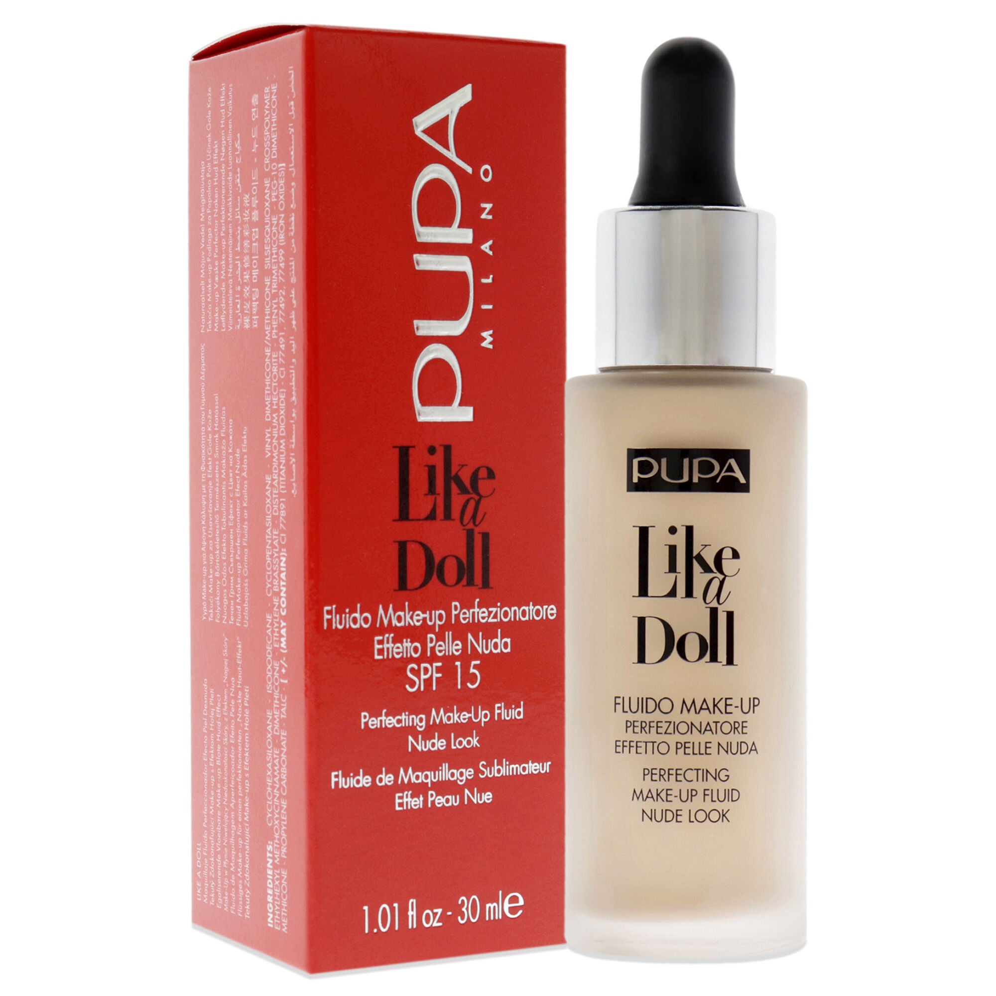 Like A Doll Perfecting Make-Up Fluid Nude Look Foundation SPF 15 - 030 Natural Beige by Pupa Milano for Women - 1.01 oz Foundation, , alternate image number 6