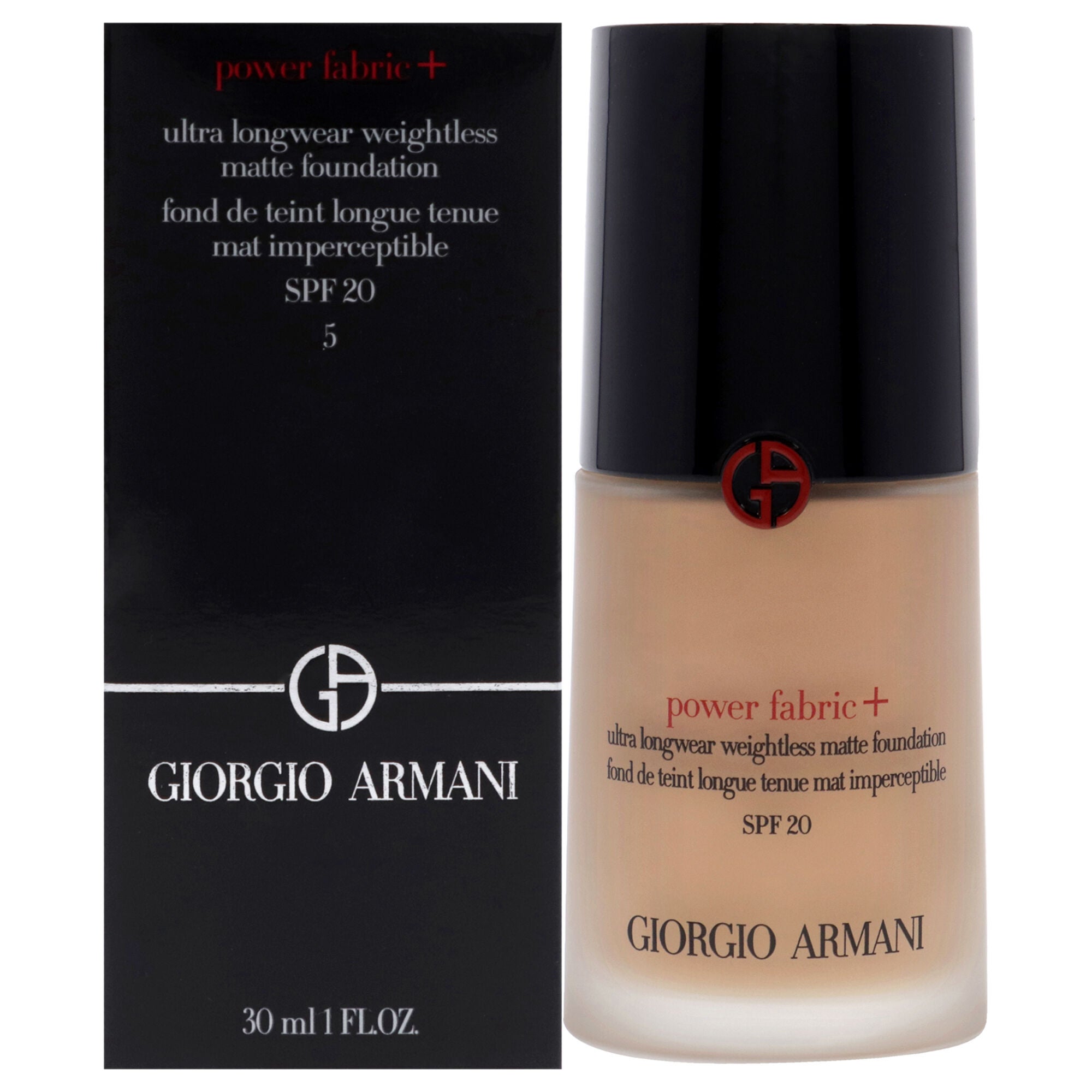 Power Fabric Plus Longwear Weightless Matte Foundation SPF 20 - 5 by Giorgio Armani for Women - 1 oz Foundation, See Description, hi-res image number 0