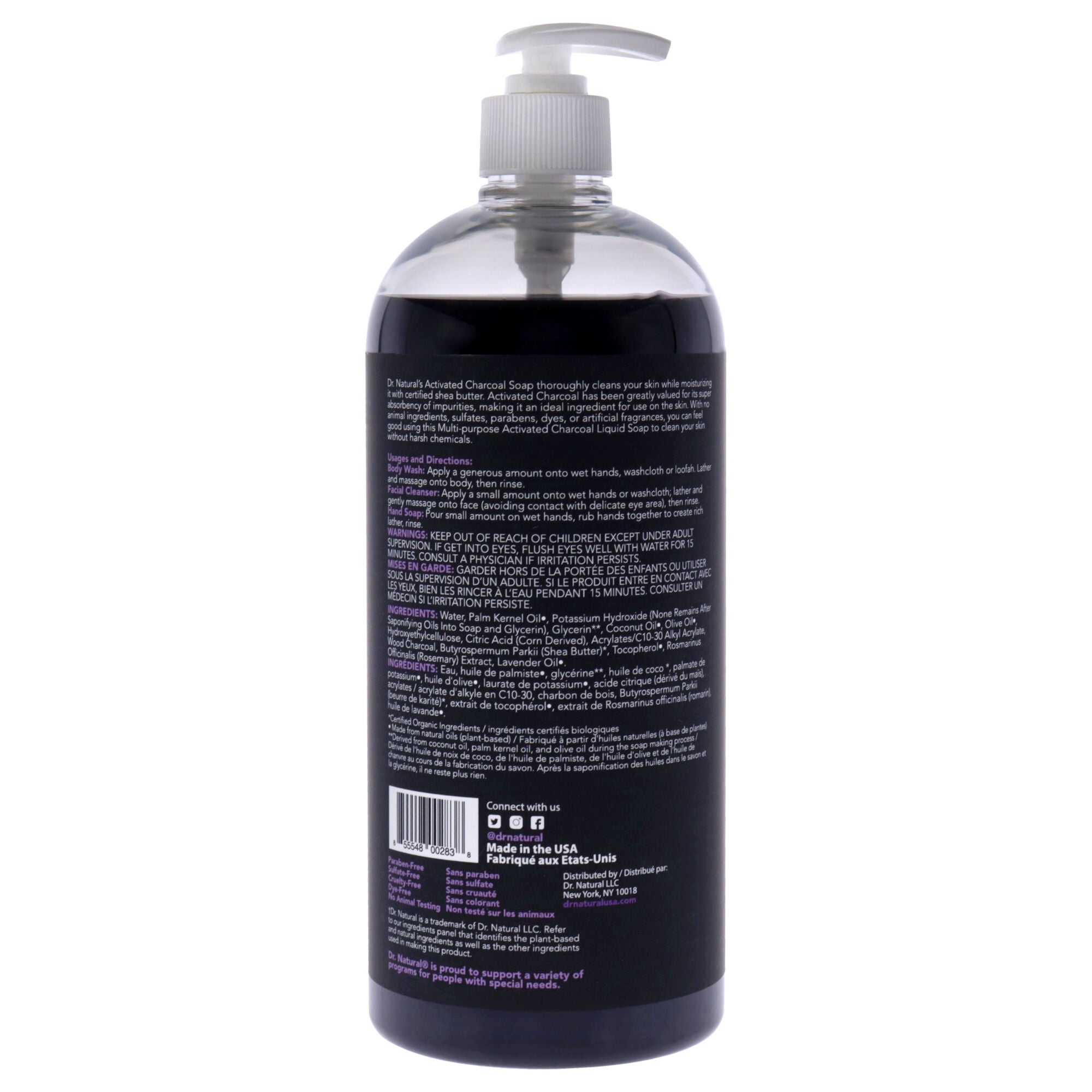 Activated Charcoal Liquid Soap - Lavender by Dr. Natural for Unisex - 32 oz Soap, See Description, alternate image number 2
