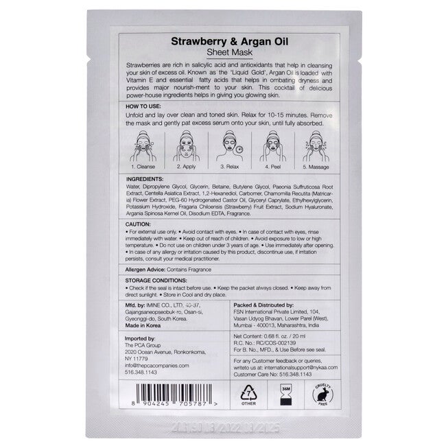 Skin Secrets Sheet Mask - Strawberry and Argan Oil by Nykaa Naturals for Women - 1 Pc Mask, See Description, alternate image number 1