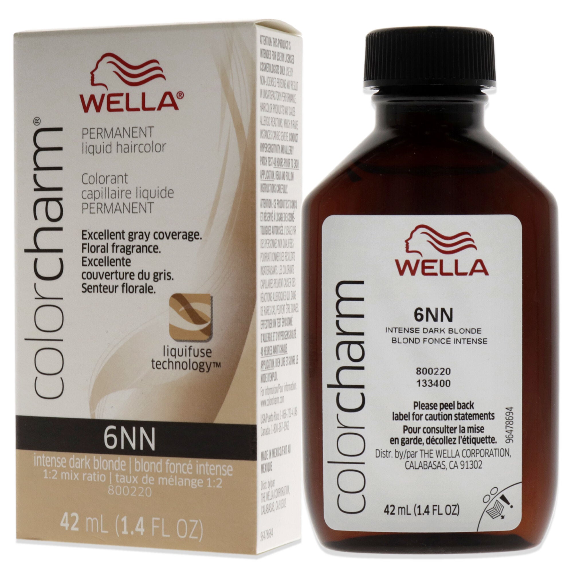 Color Charm Permanent Liquid Hair Color - 6NN Intense Dark Blonde by Wella for Unisex - 1.42 oz Hair Color, Brown, alternate image number 3
