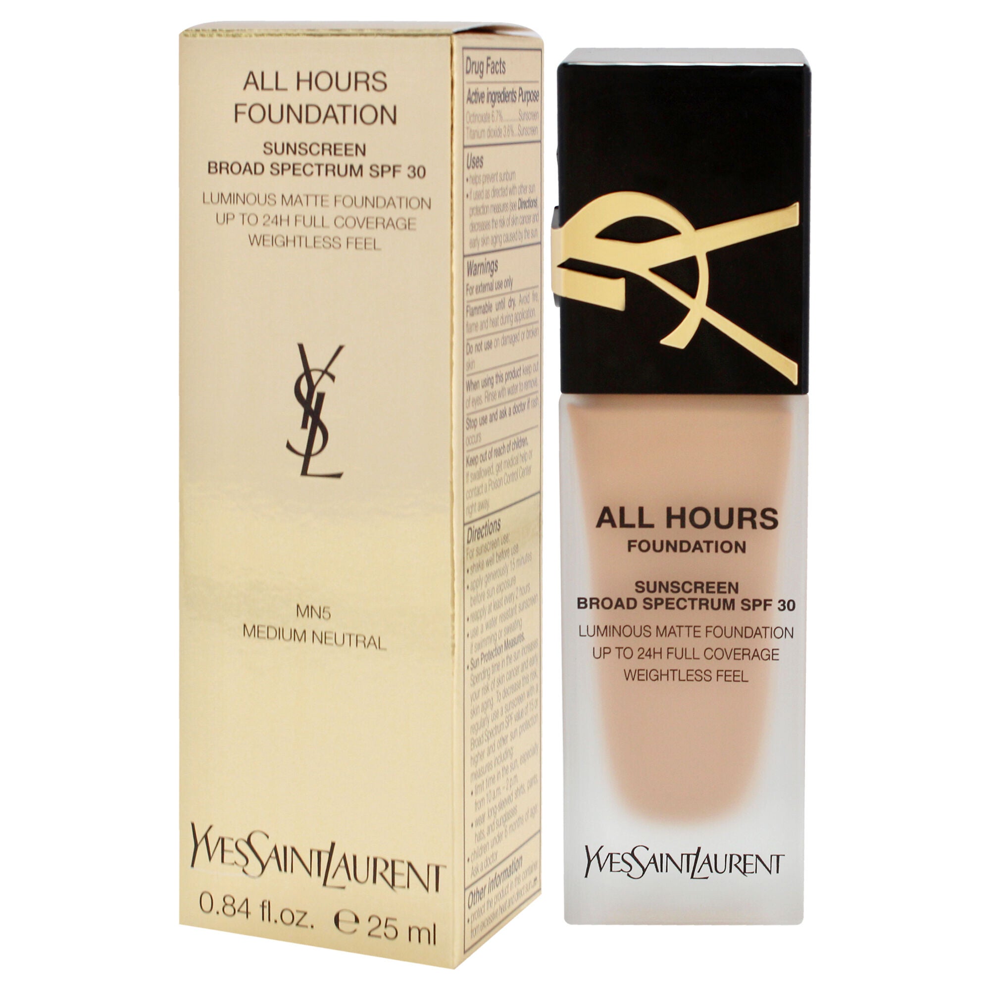 All Hours Foundation SPF 30 - MN5 Medium Neutral by Yves Saint Laurent for Women - 0.84 oz Foundation, See Description, alternate image number 3