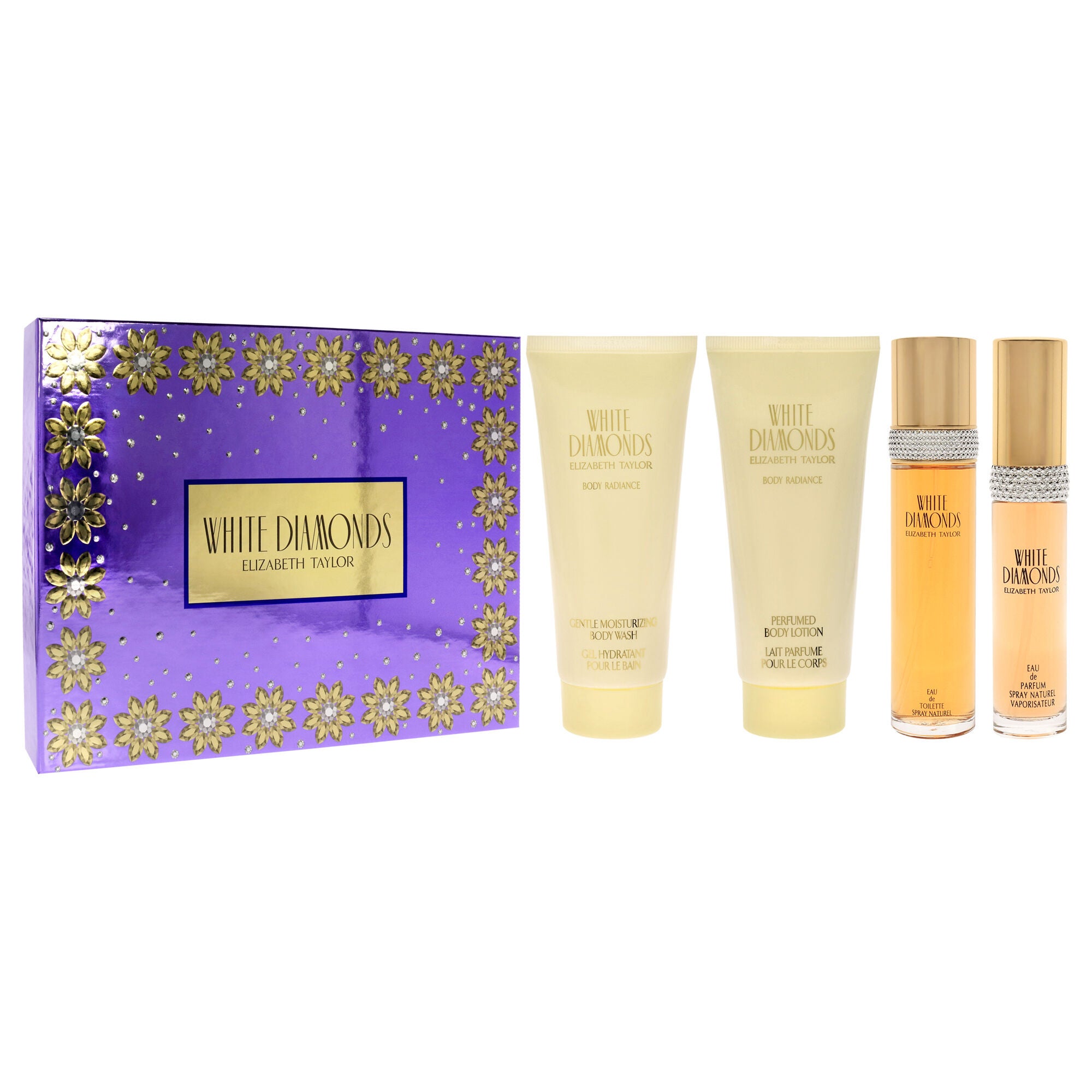White Diamonds by Elizabeth Taylor for Women - 4 Pc Gift Set 3.3oz EDT Spray, 3.3oz Body Lotion, 3.3oz Body Wash, 15ml EDP Spray Mini, See Description, alternate image number 2
