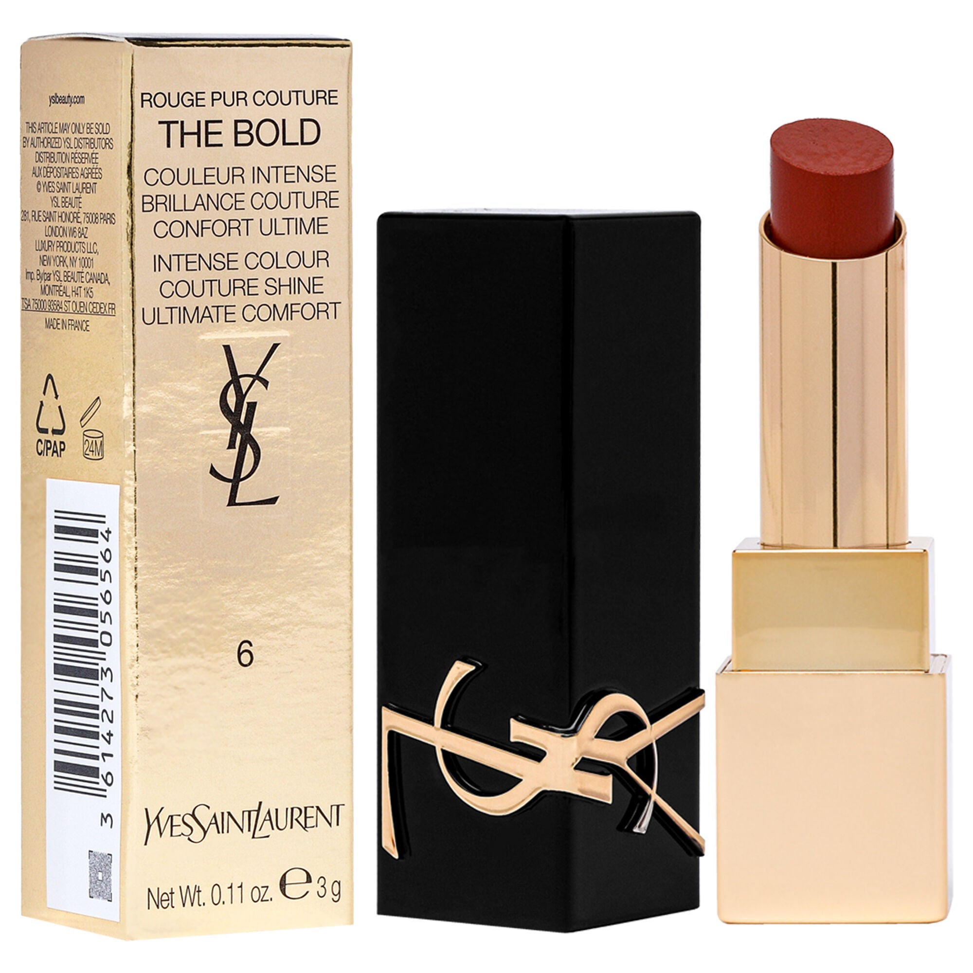 Rouge Pur Couture The Bold Lipstick - 6 Reignited Amber by Yves Saint Laurent for Women - 0.11 oz Lipstick, Brown, alternate image number 1